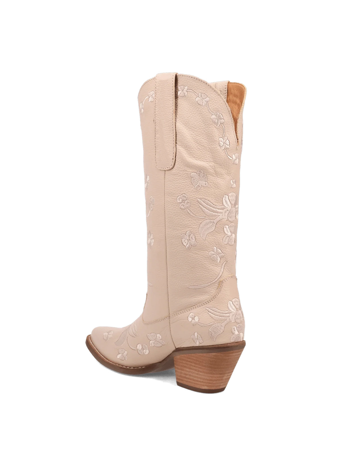 Flowers Embroidery Snip-Toe Mid Calf Cowgirl Boots - Sand
