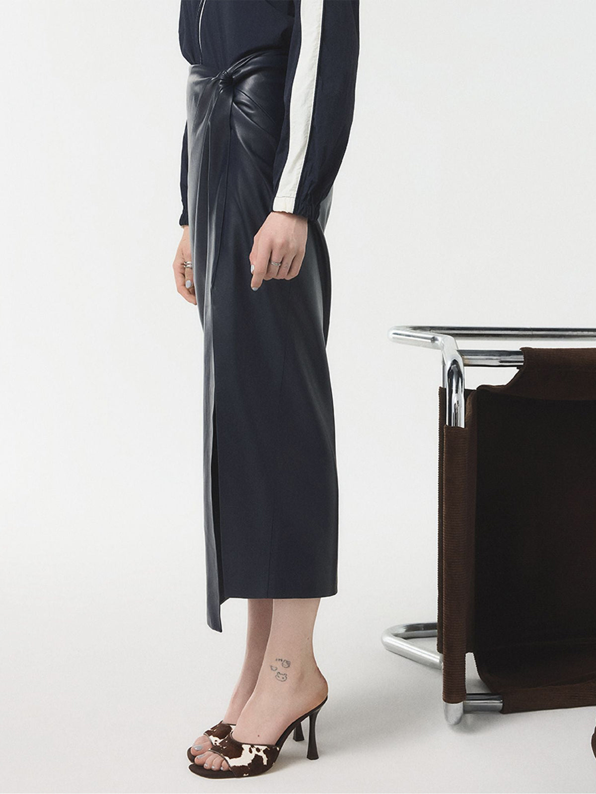 Cow Print Open Square-Toe Backless High Heels