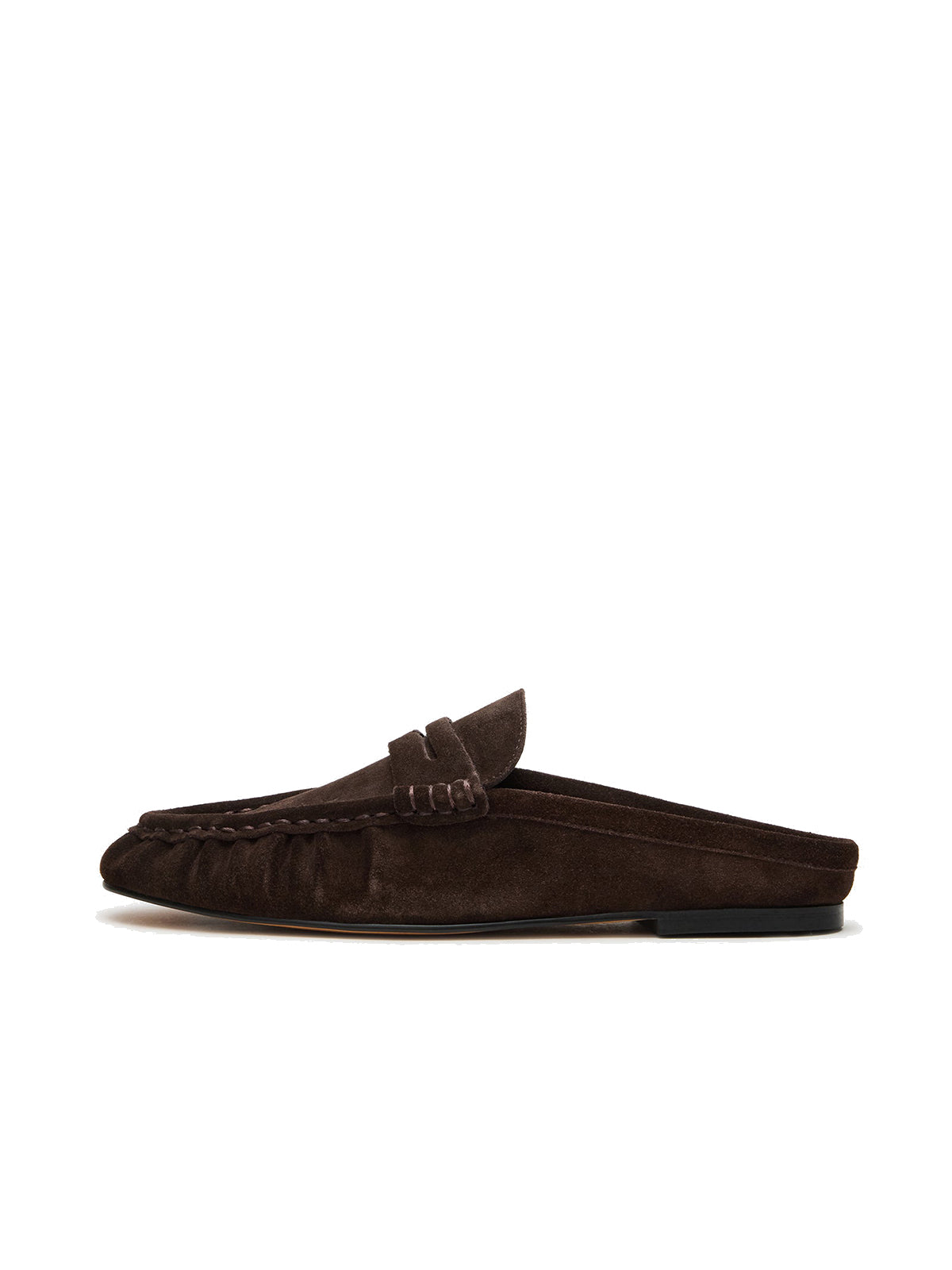 Coffee Faux Suede Round-Toe Stylish Slip-On Flats
