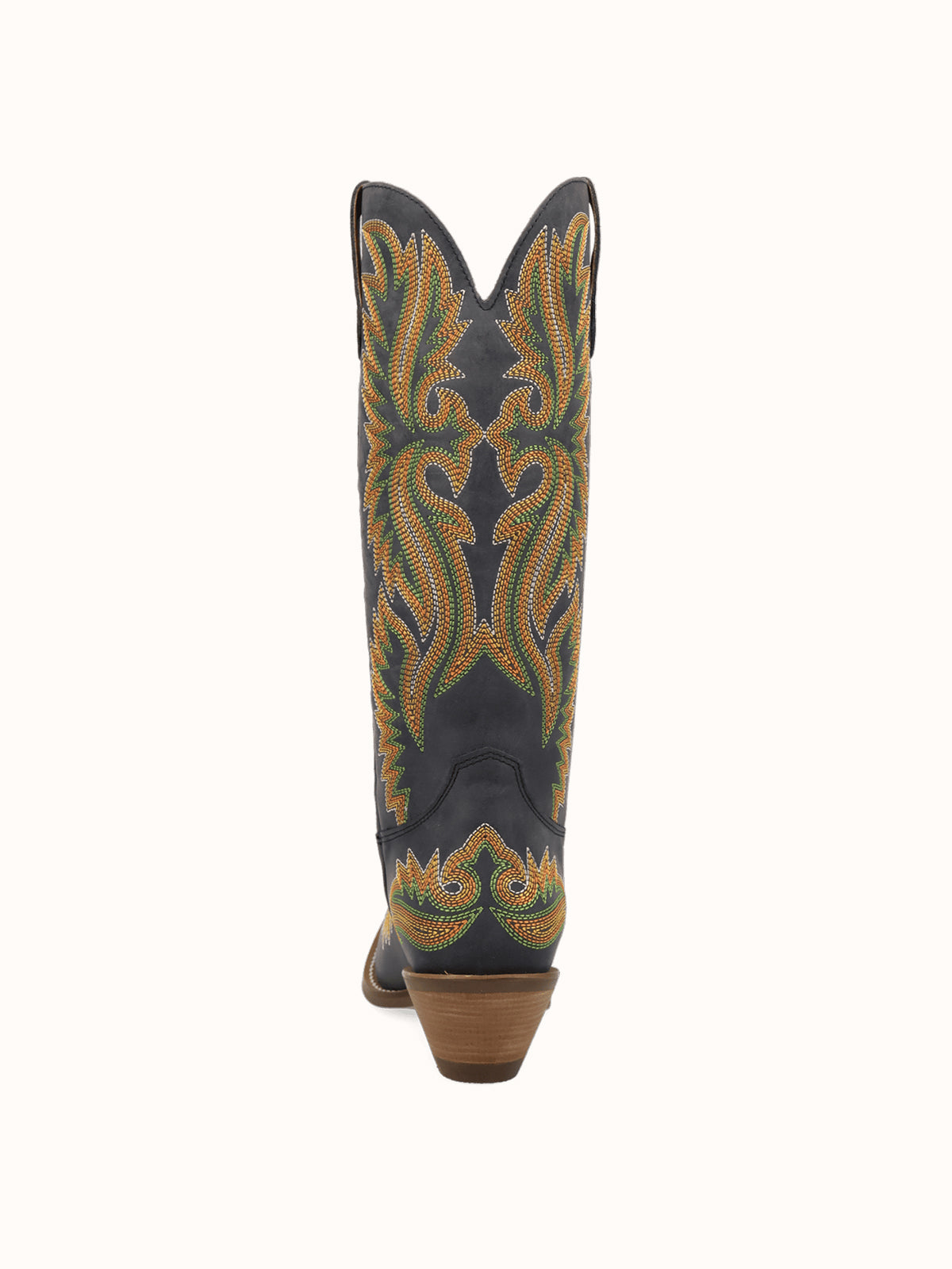 Black Snip-Toe Chic Flame Embroidery Sleek Mid Calf Cowgirl Boots