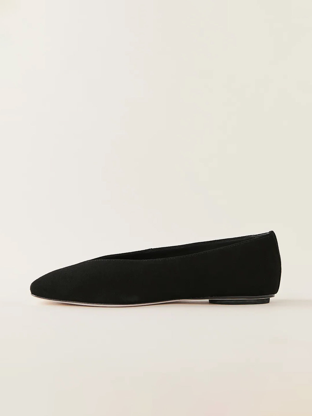 Sleek Square-Toe Classic Slip-On Ballet Flats – Black Faux Suede