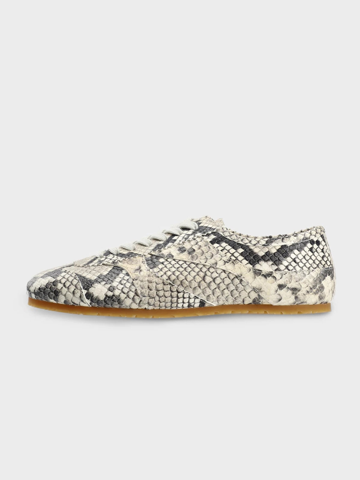 Square-Toe Classic Lace-Up Chic Flats Sneakers - Snakeskin Pattern
