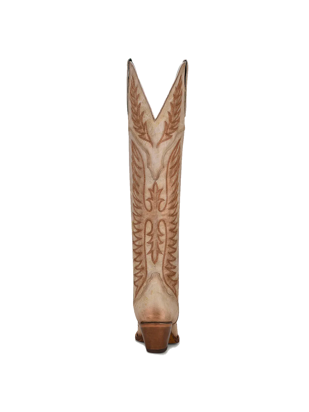 Almond-Toe Classic Embroidery Half-Zip Over-The-Knee Cowgirl Boots - Bone