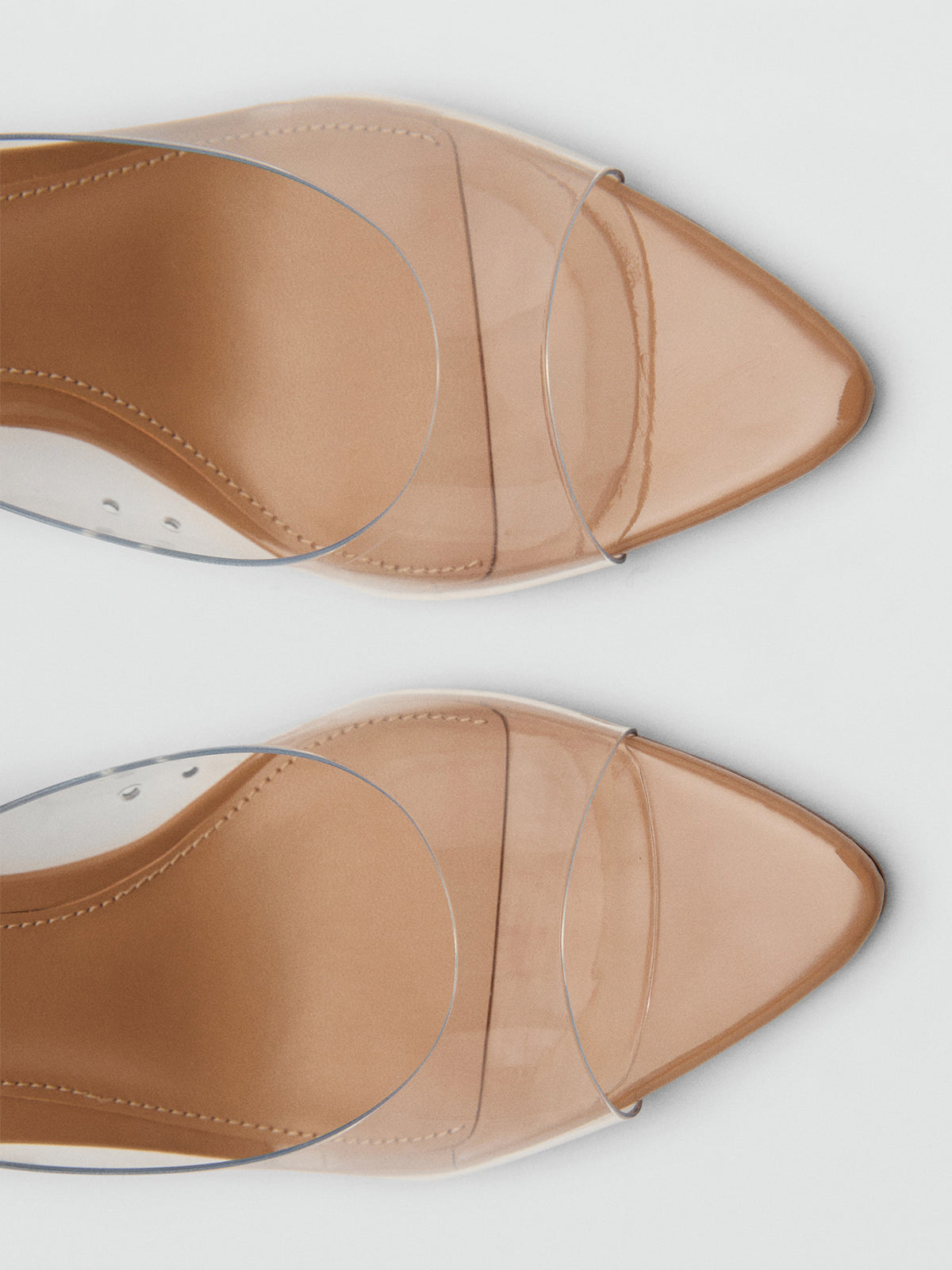 Nude Pointed-Toe Slip-On High Heels With TPU Transparent Film