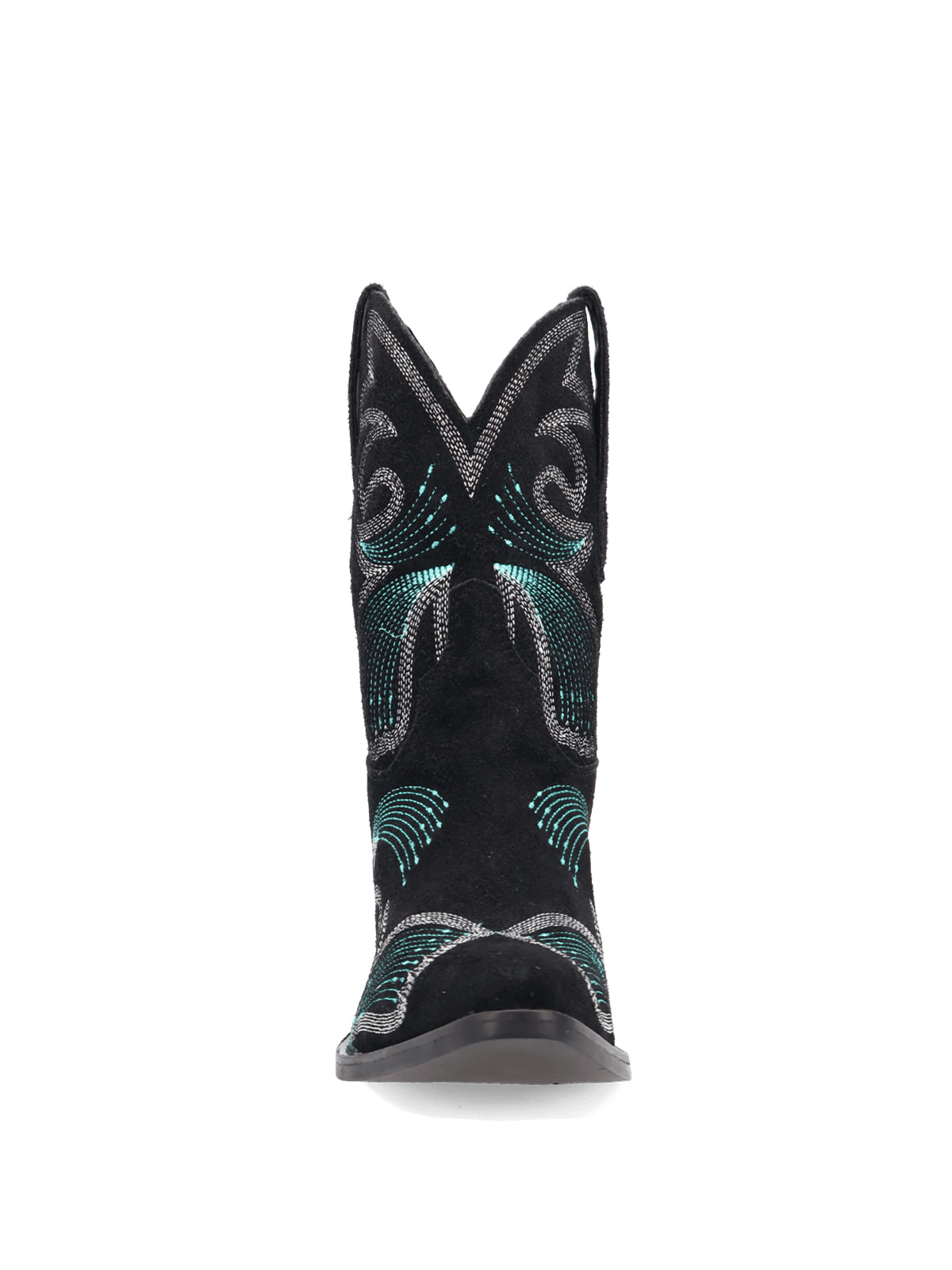 Black Faux Suede Snip-Toe Delicate Embroidery Ankle Cowgirl Boots