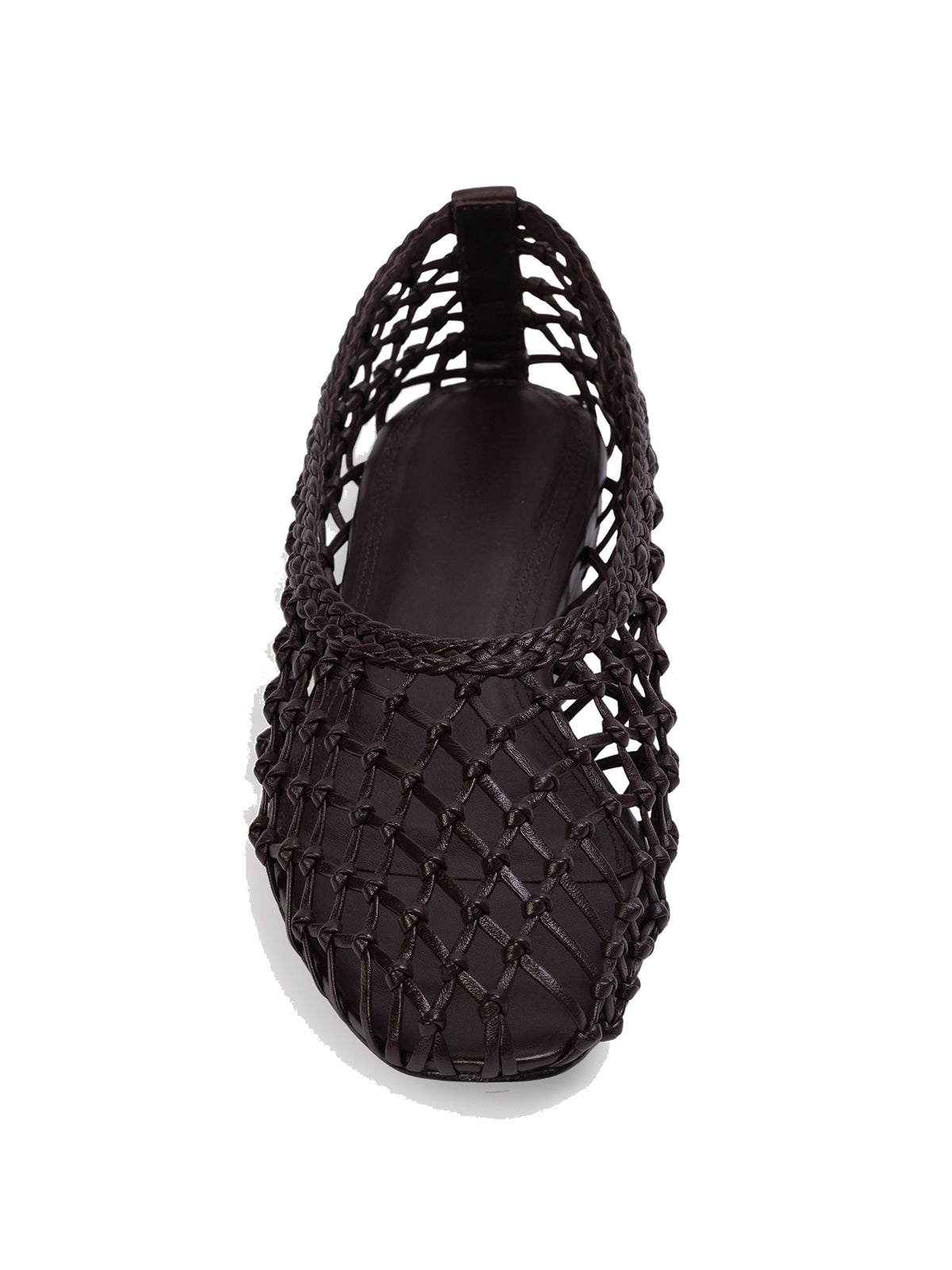 Black Woven Vegan Leather Square-Toe Simple Classic Flats