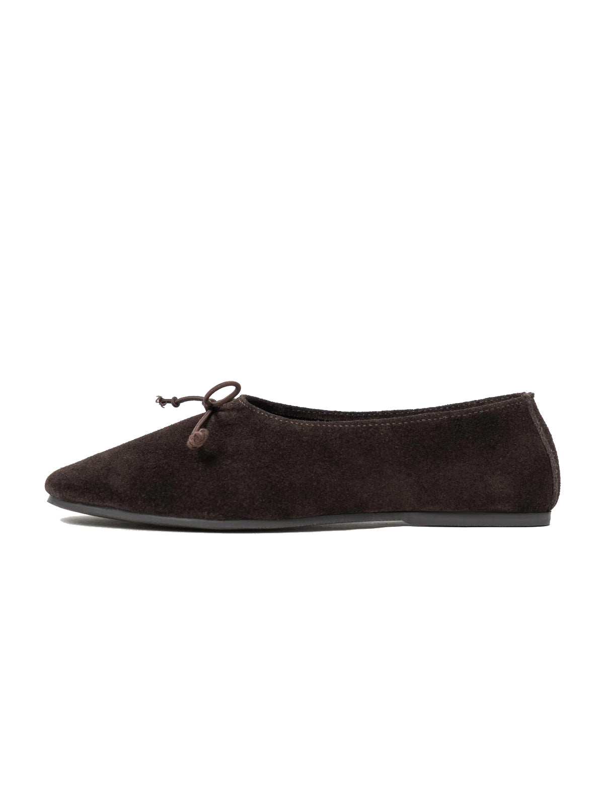 Coffee Cow Suede Round-Toe Front Bow Slip-On Flats