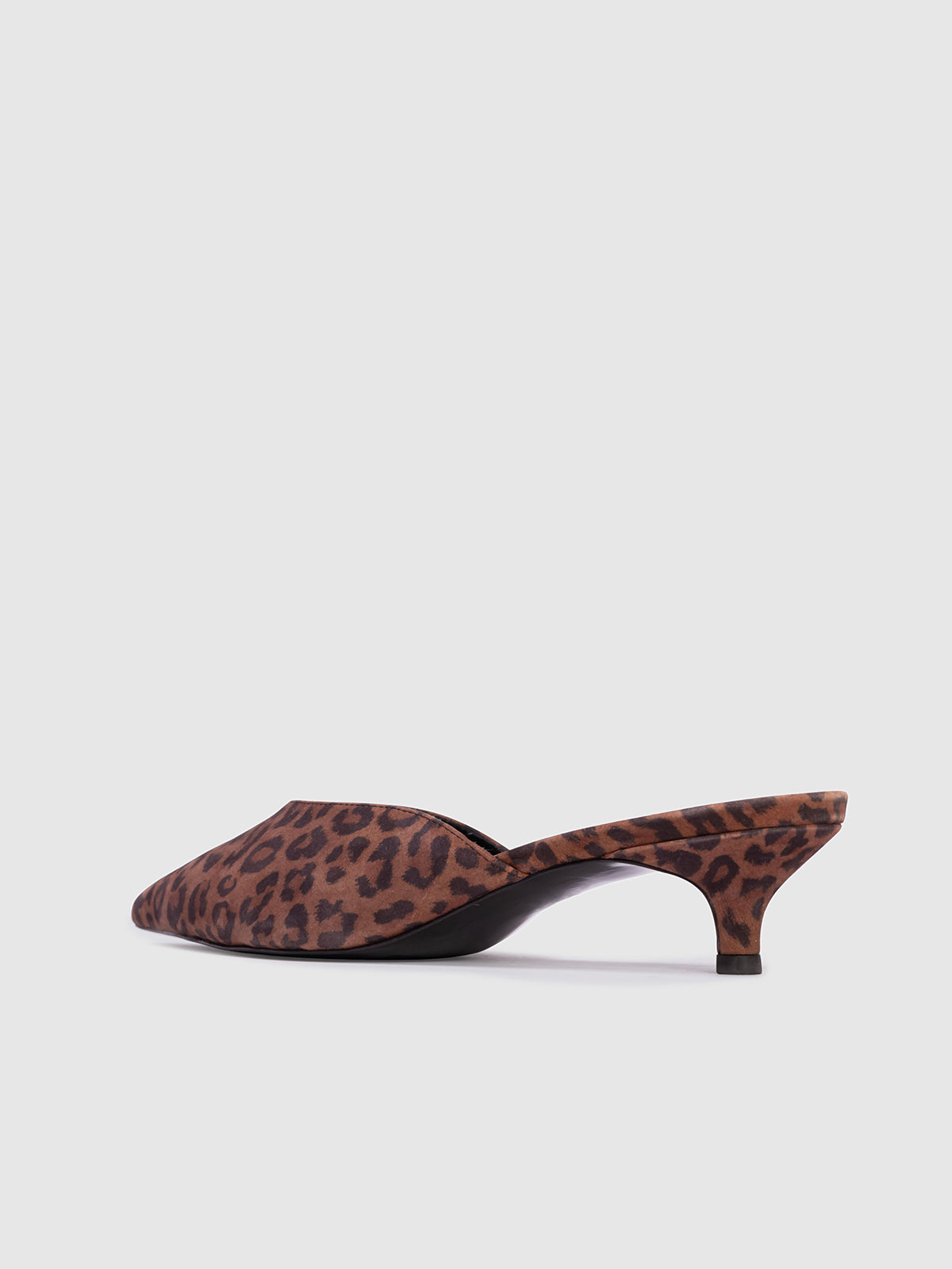 Leopard Faux Suede Pointed-Toe Slip-On Kitten Heels