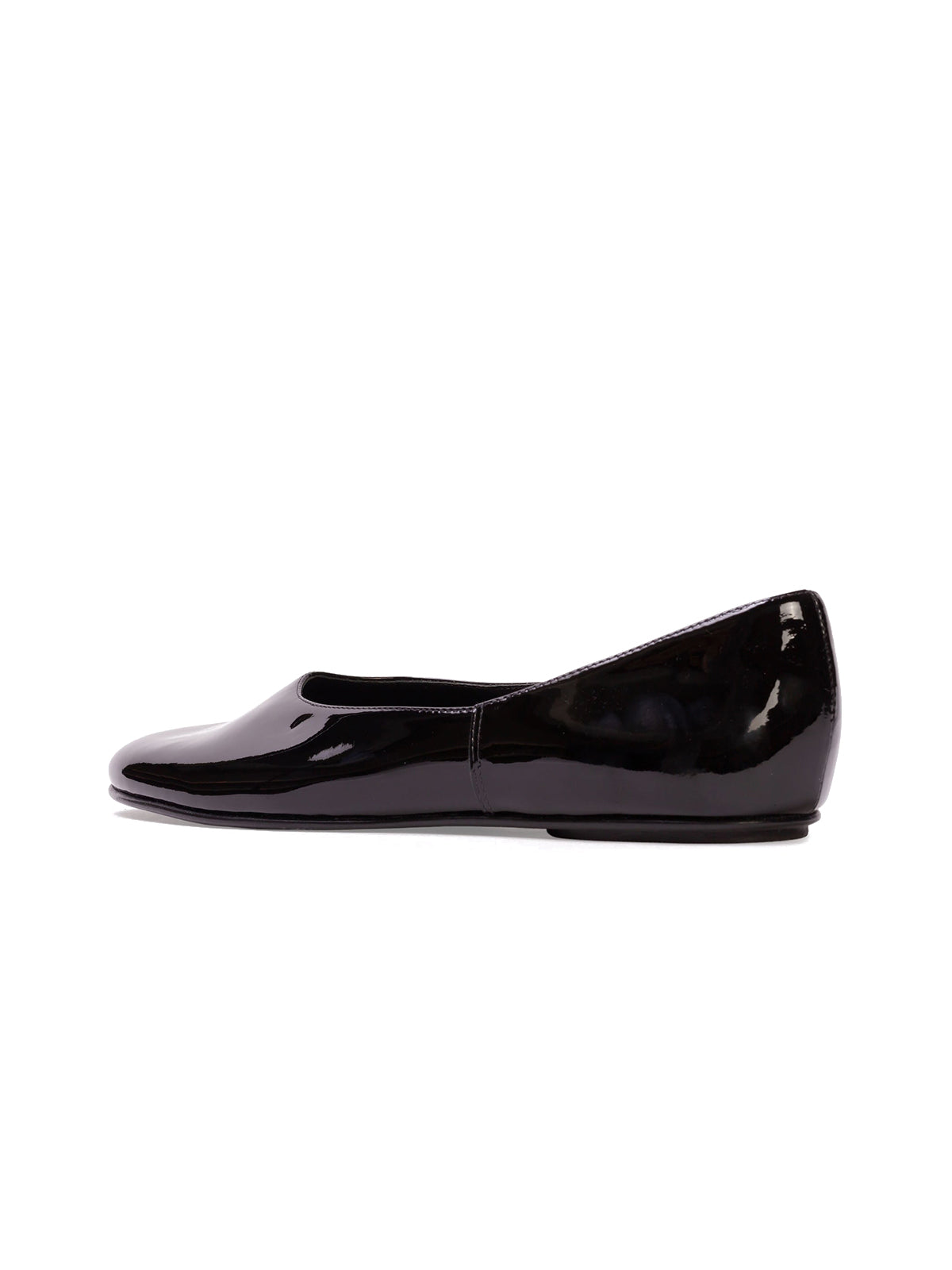 Patent Black Round-Toe Slip-On Ballet Flats