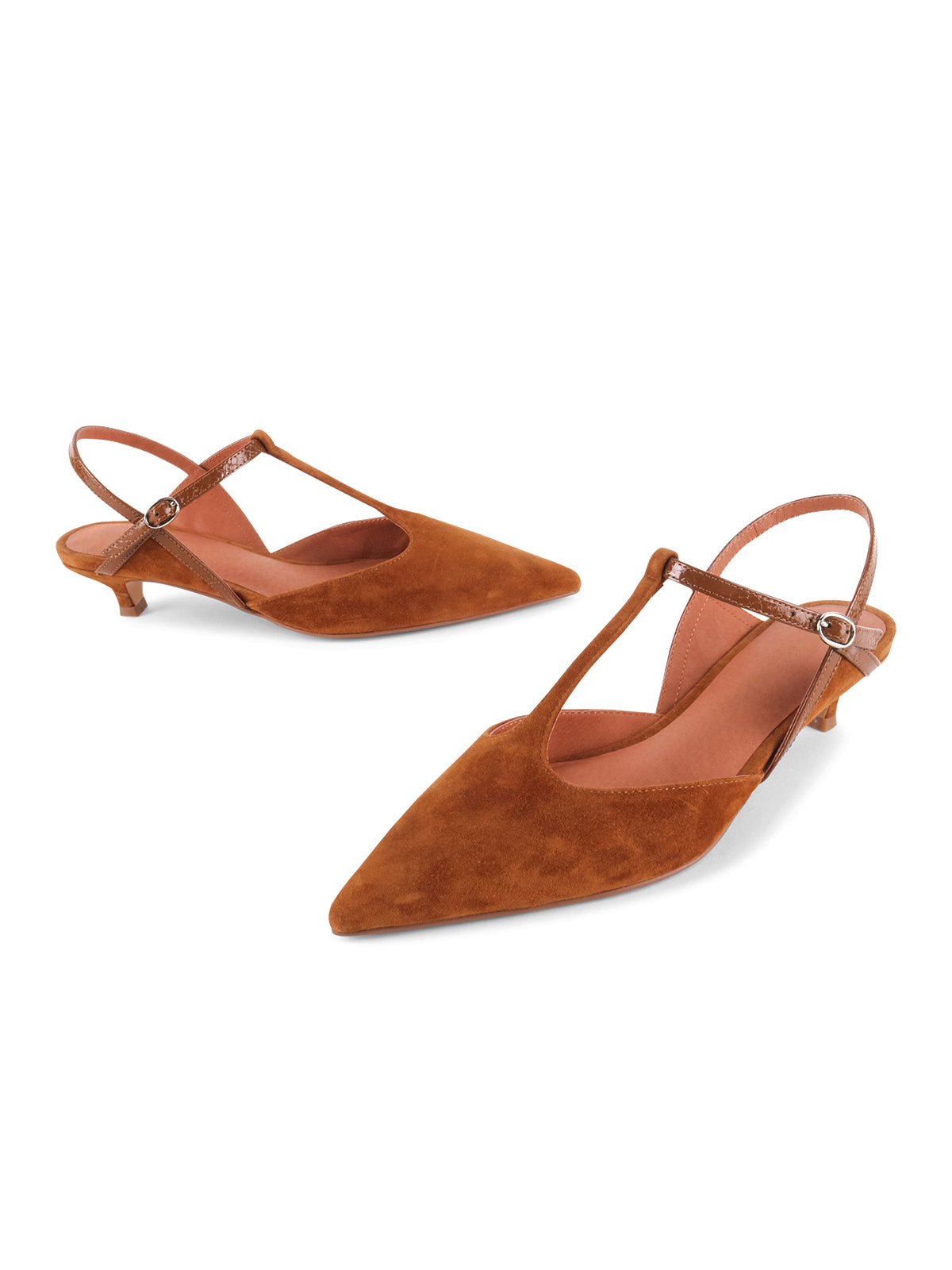 Burgundy Faux Suede Pointed-Toe Buckle Ankle Strap Chic Kitten Heels