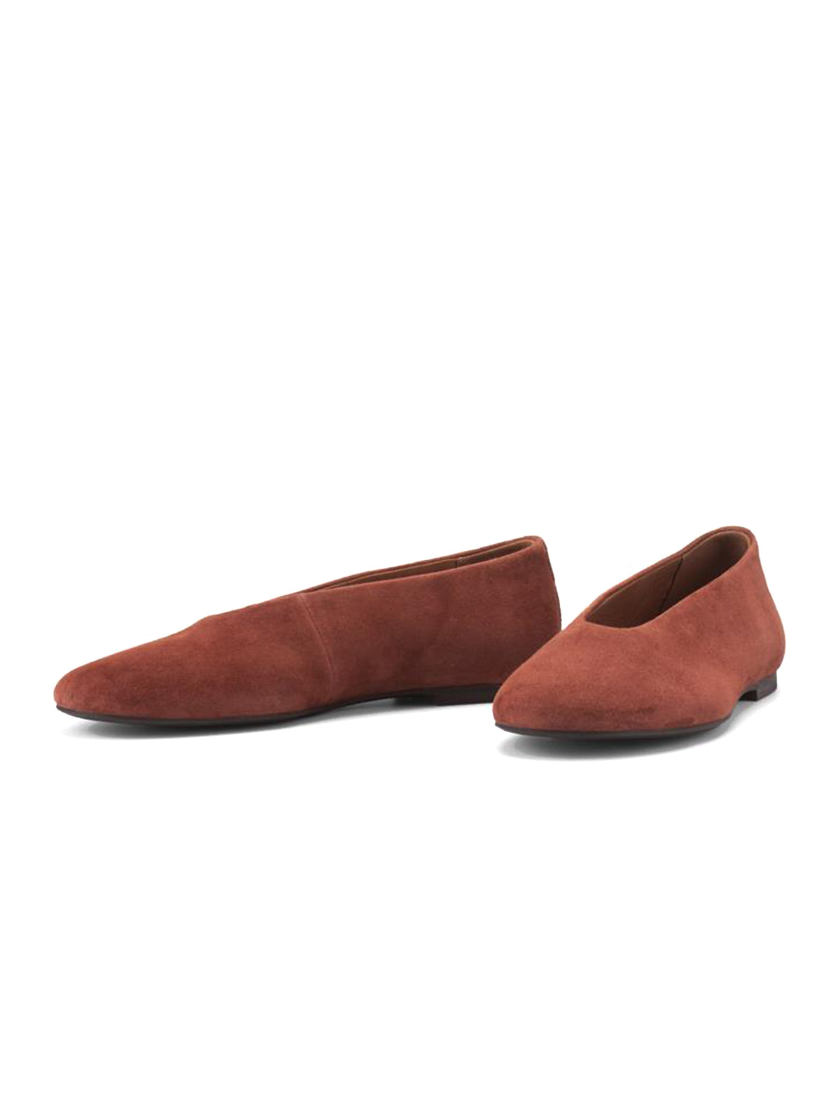 Dark Red Faux Suede Round-Toe Stylish Ballet Simple Flats