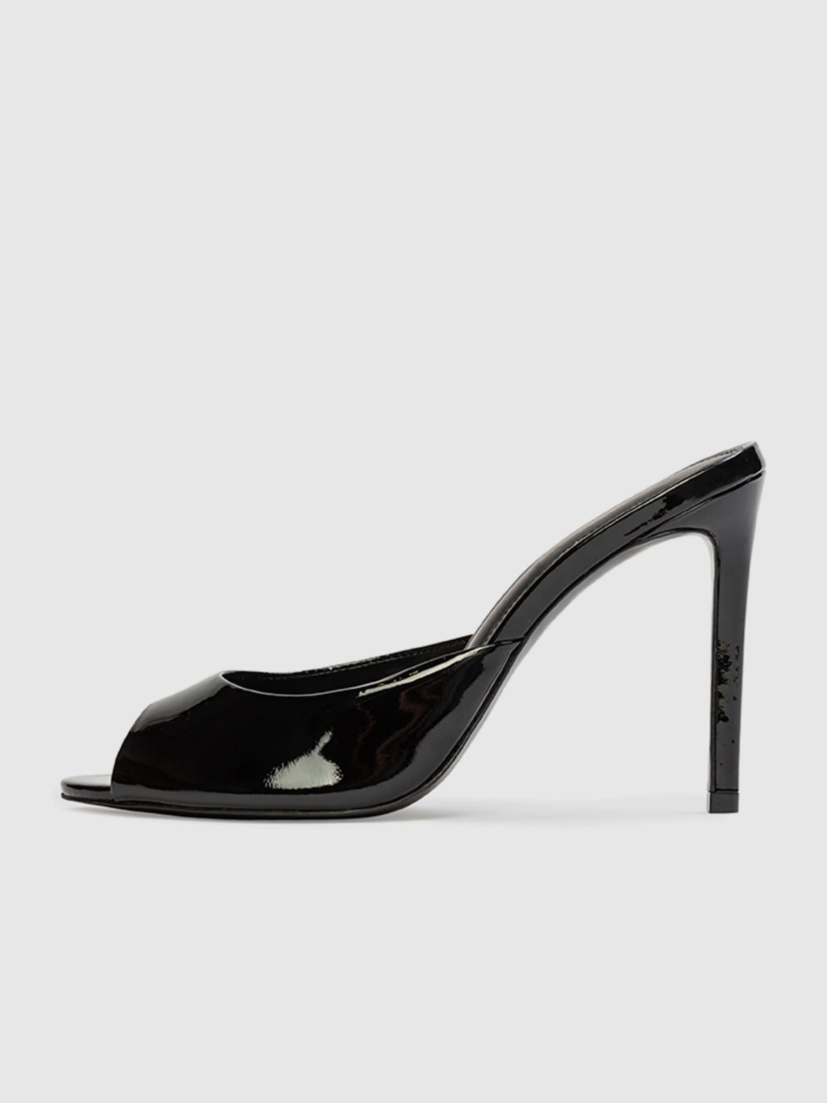 Patent Black Round-Toe Simple High Heels