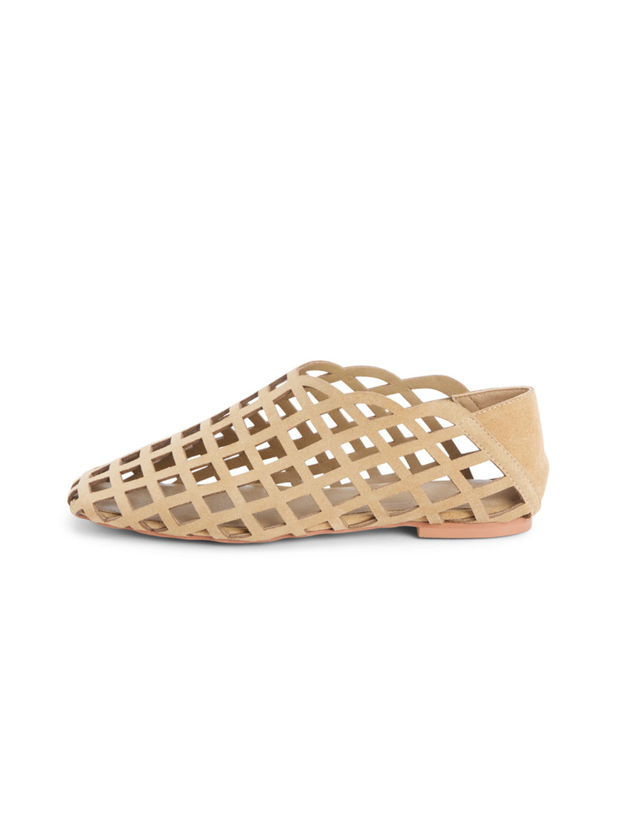 Nude Faux Suede Square-Toe Chic Cutout Simple Flats
