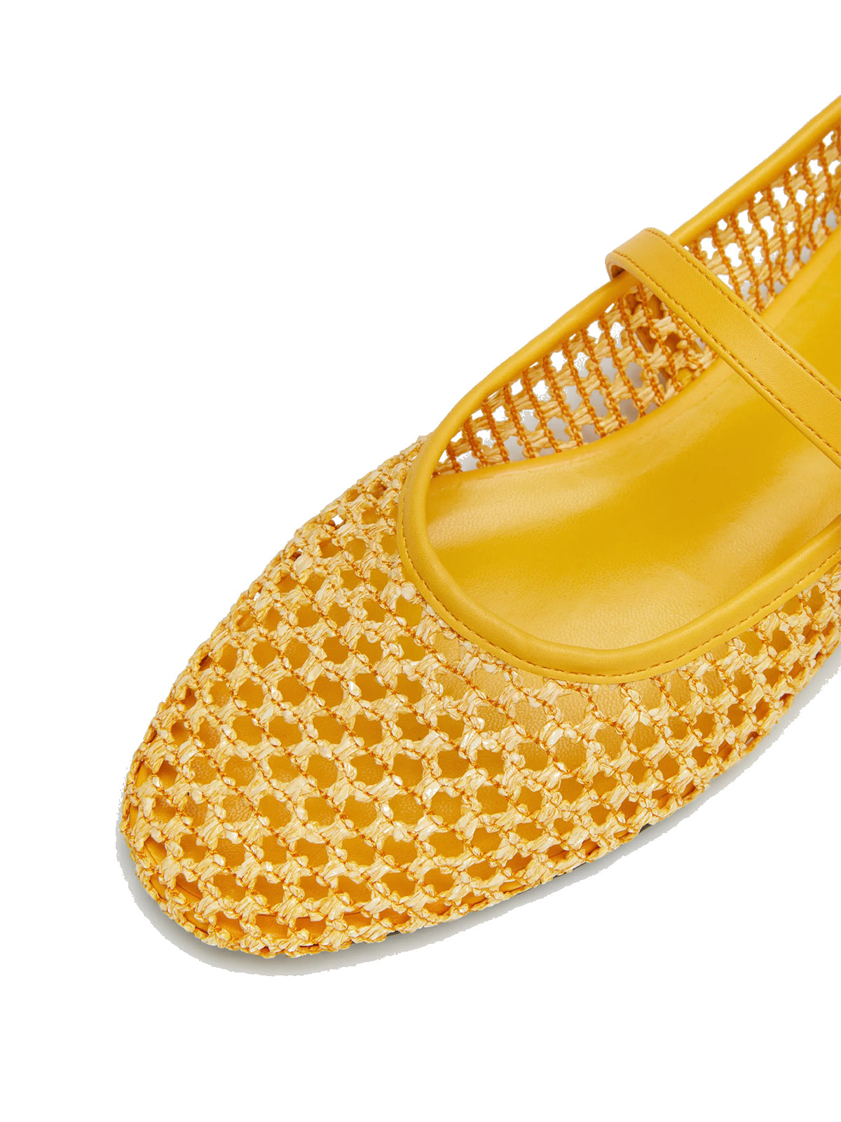 Yellow Grass Woven Round-Toe Buckle Mary Jane Chic Flats