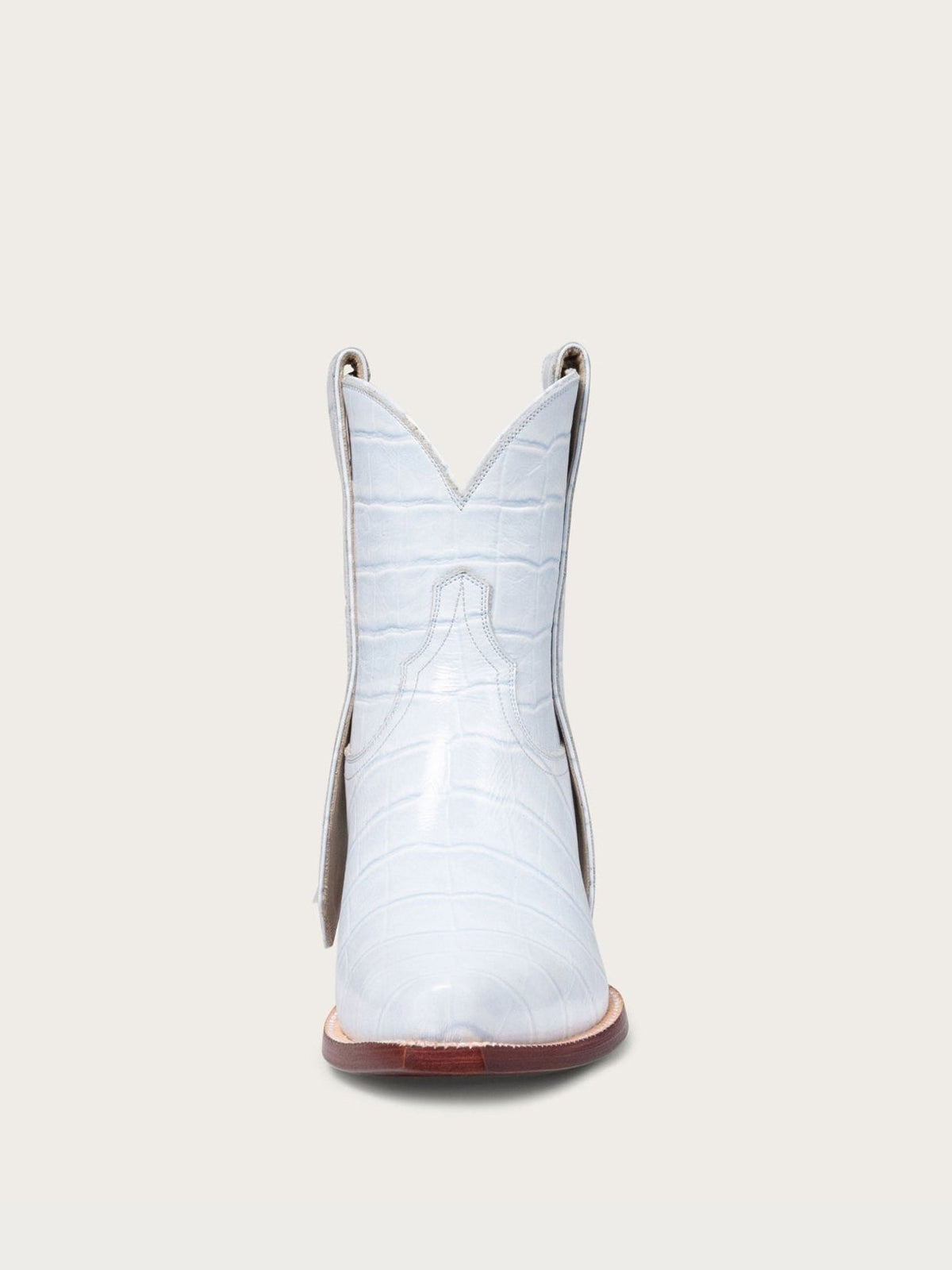Blue Crocodile Pattern Snip-Toe Elongated Mule Ear Pull Ankle Cowgirl Boots
