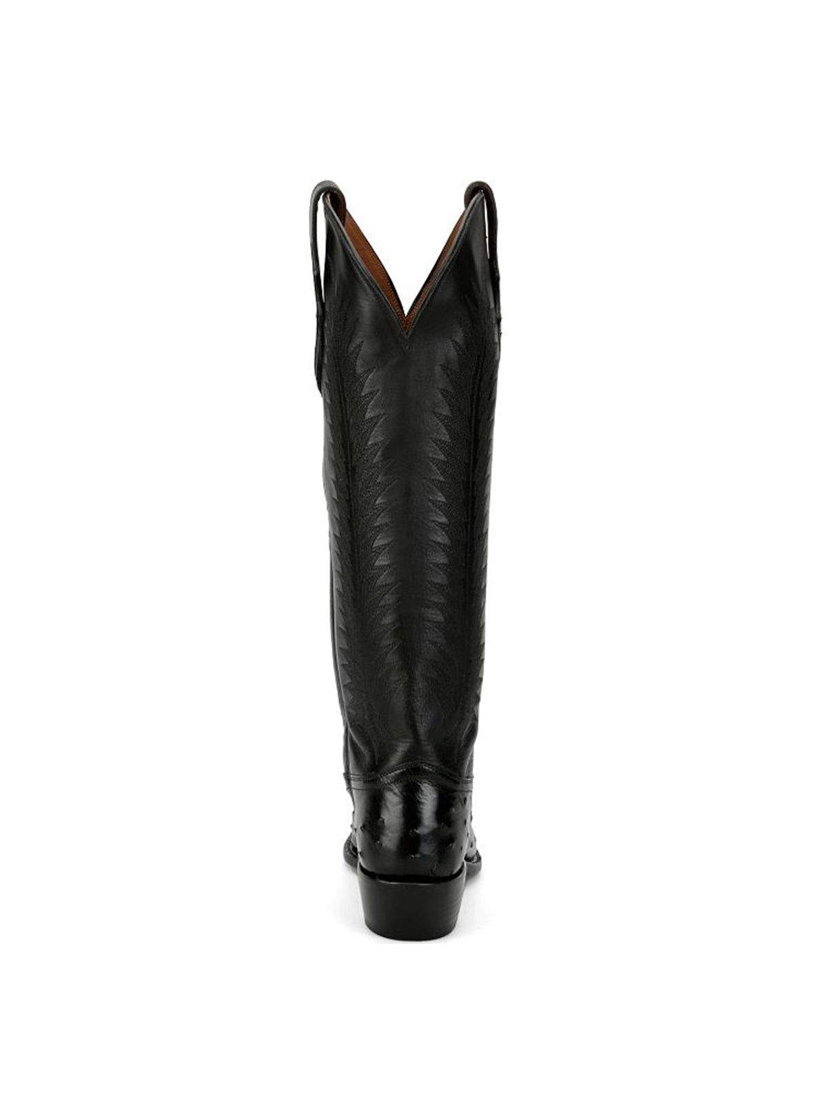 Black Ostrich Print Snip-Toe Western Stitch Knee High Cowgirl Boots