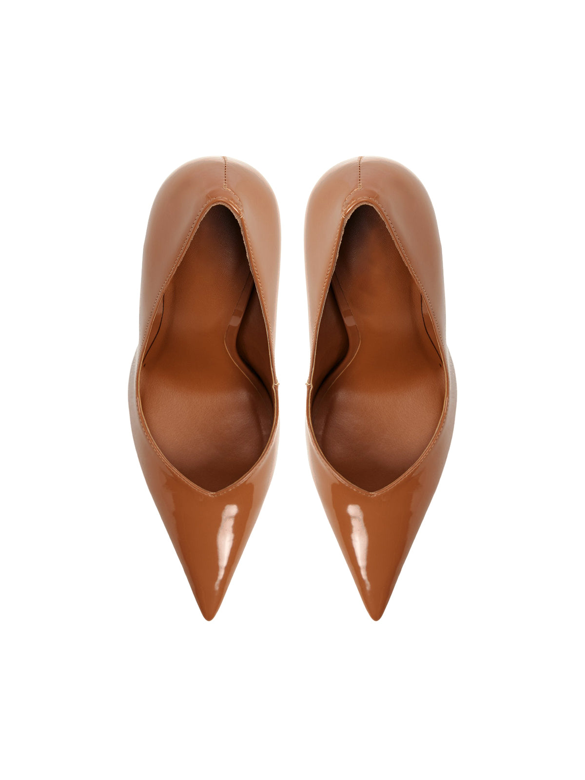 Patent Brown Pointed-Toe Classic Backless High Heels