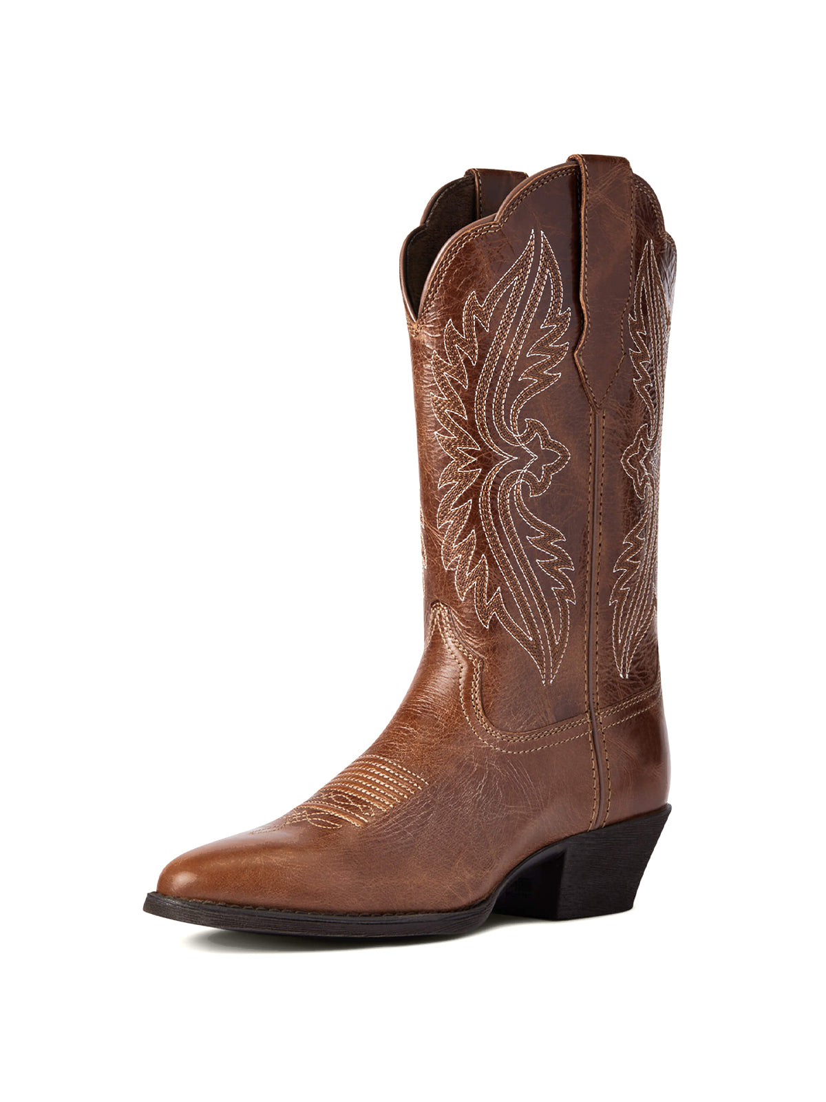 Red Embroidery Almond-Toe Wide Mid Calf Cowgirl Boots