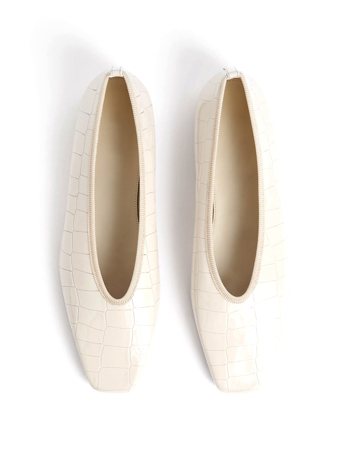 Ivory Stone Print Square-Toe Simple Slip-On Ballet Flats