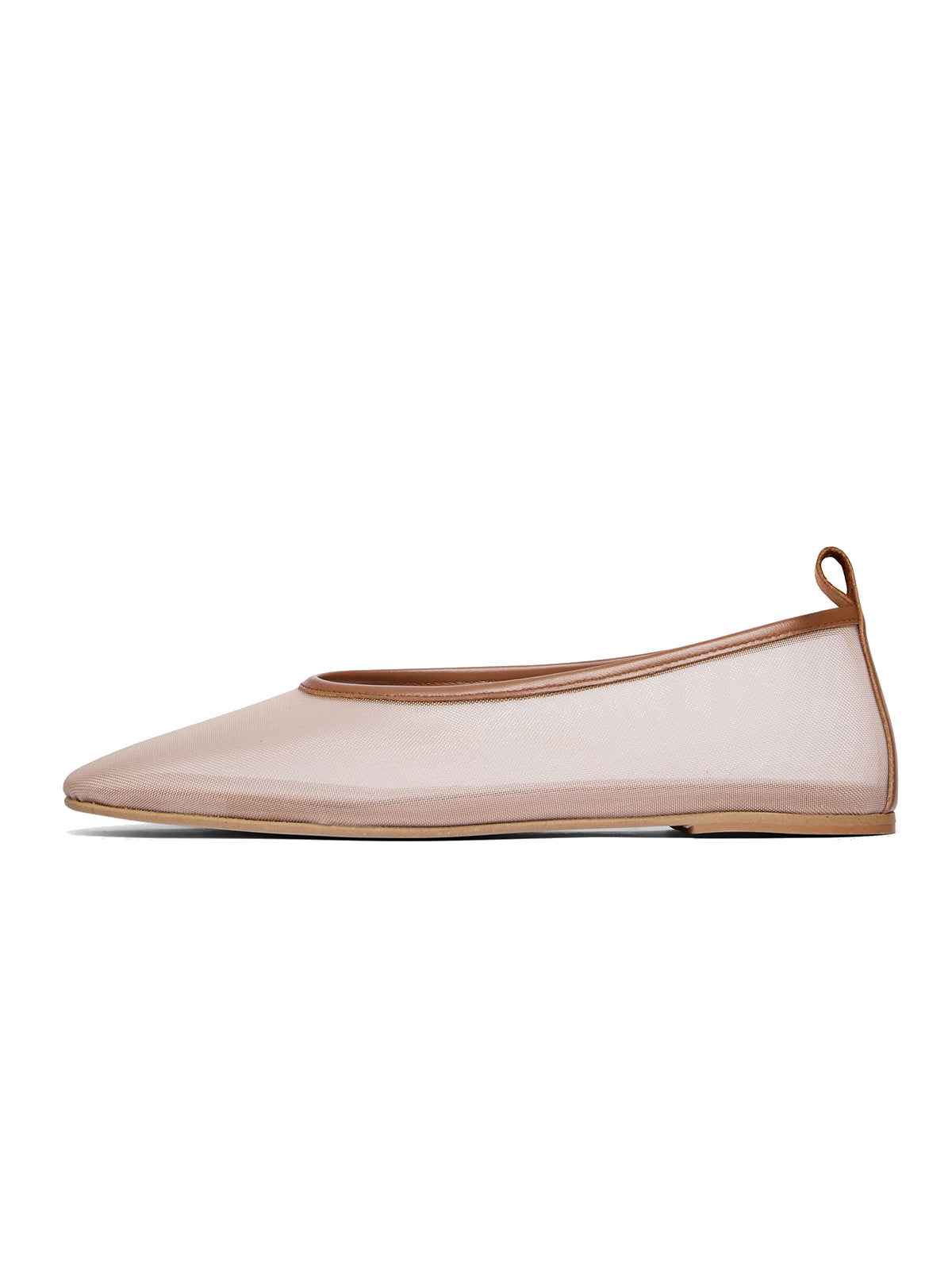 Brown Mesh Square-Toe Simple Ankle Strap Stylish Flats