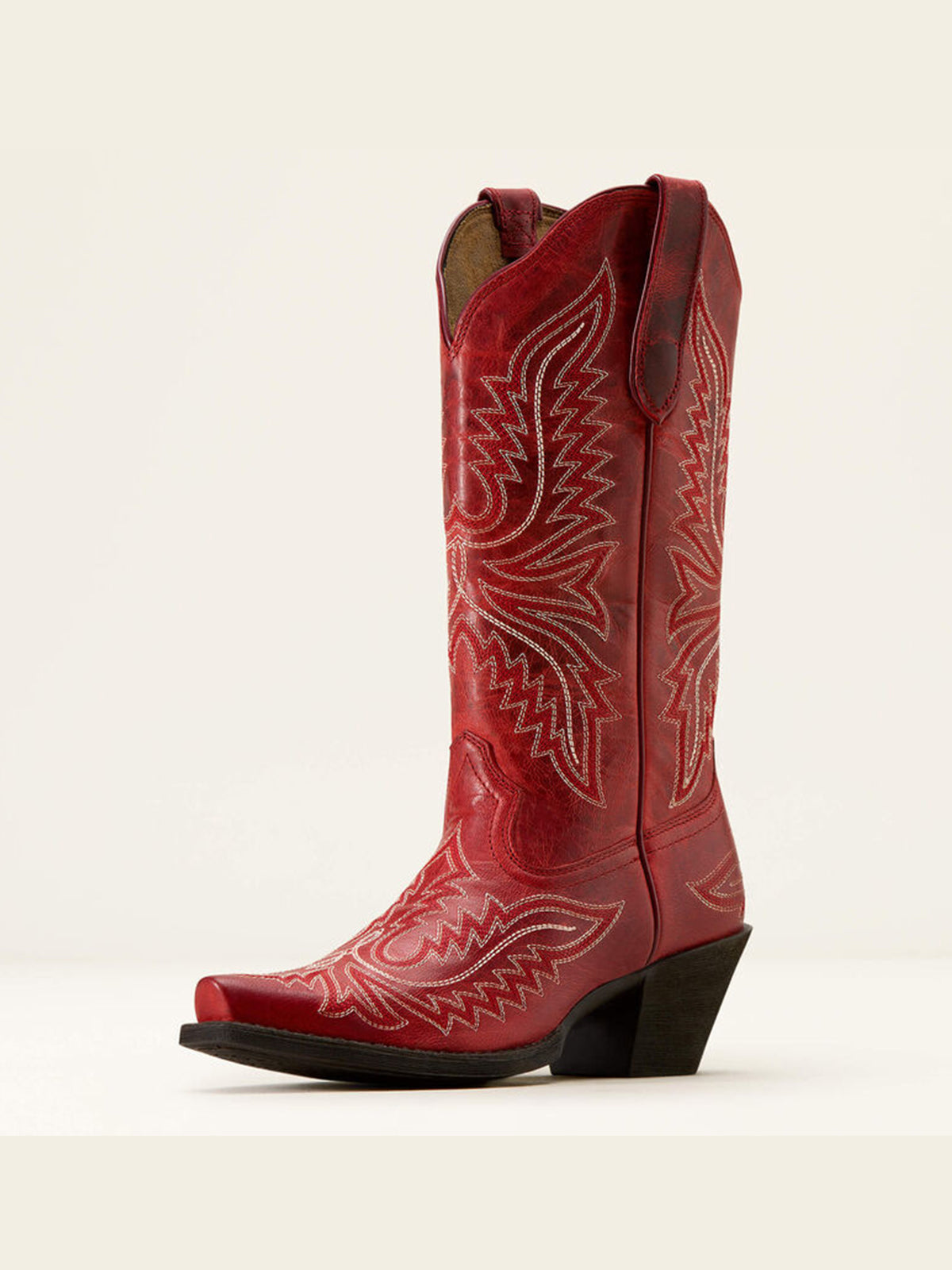 Dark Wheat Snip-Toe Western Embroidery Mid Calf Cowgirl Boots For Women