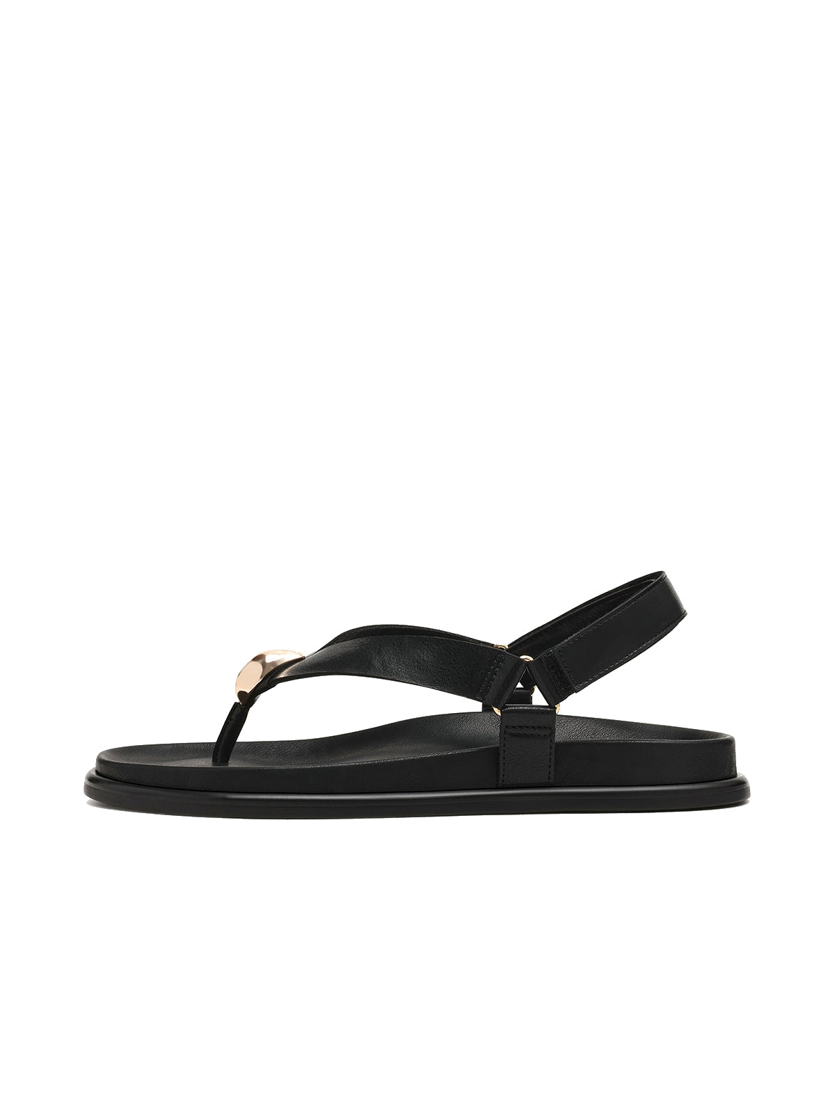 Black Round-Toe Simple Slingback Flip-Flops Flats