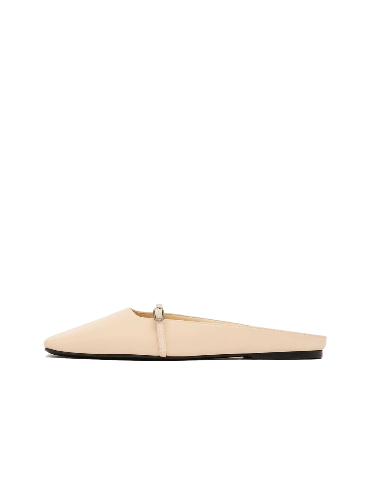 Light Beige Square-Toe Front Strap Slip-On Flats