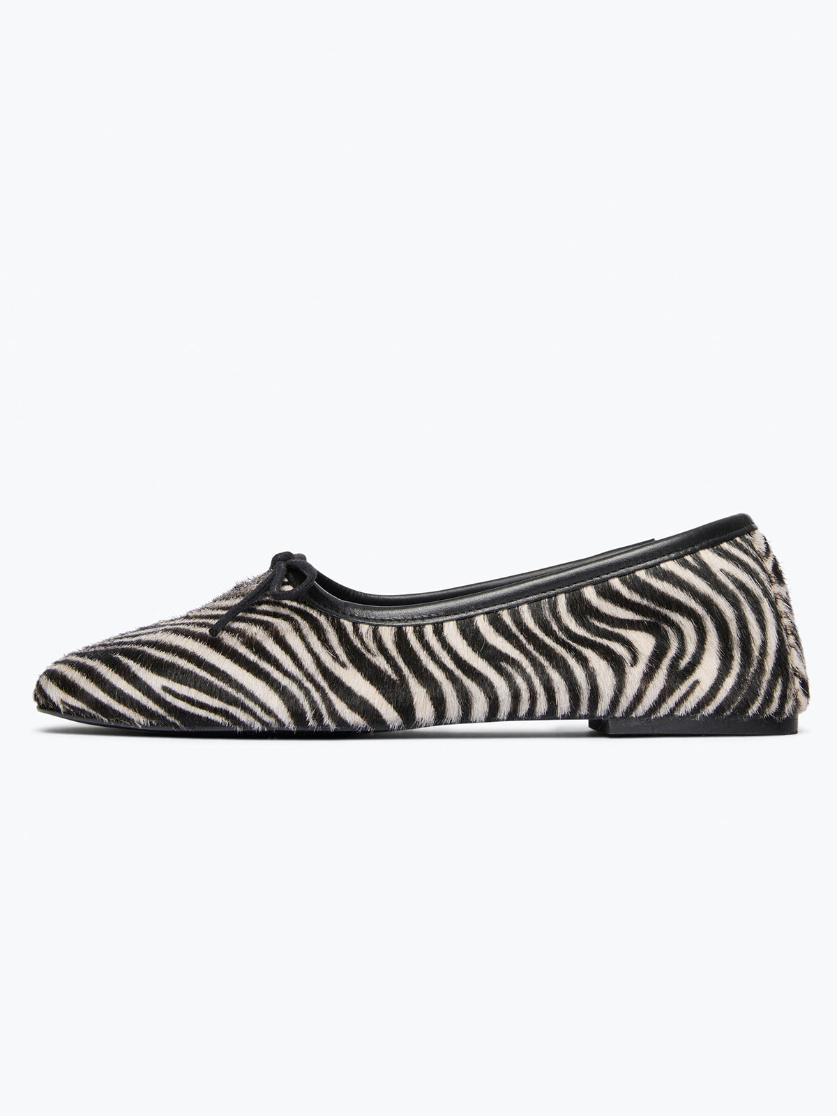 Zebra Pattern Square-Toe Front Bow Slip-On Ballet Flats