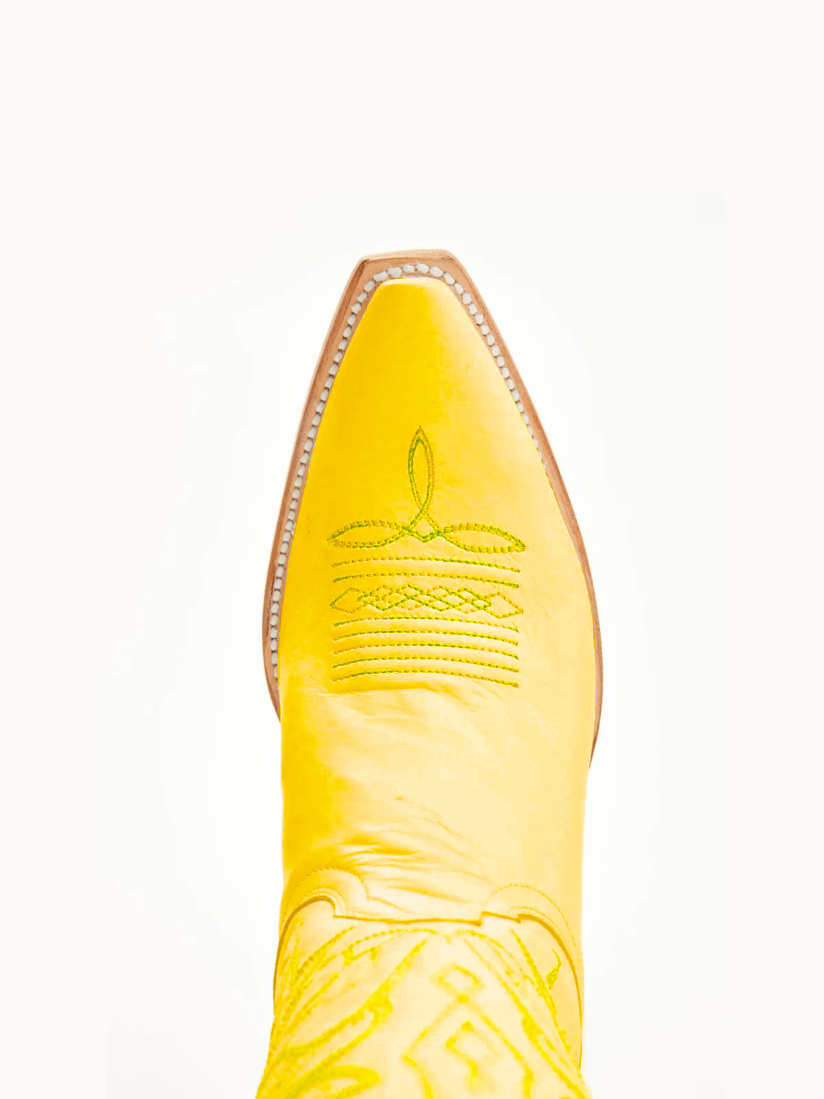 Yellow Snip-Toe Vivid Bird Embroidery Mid Calf Cowgirl Boots