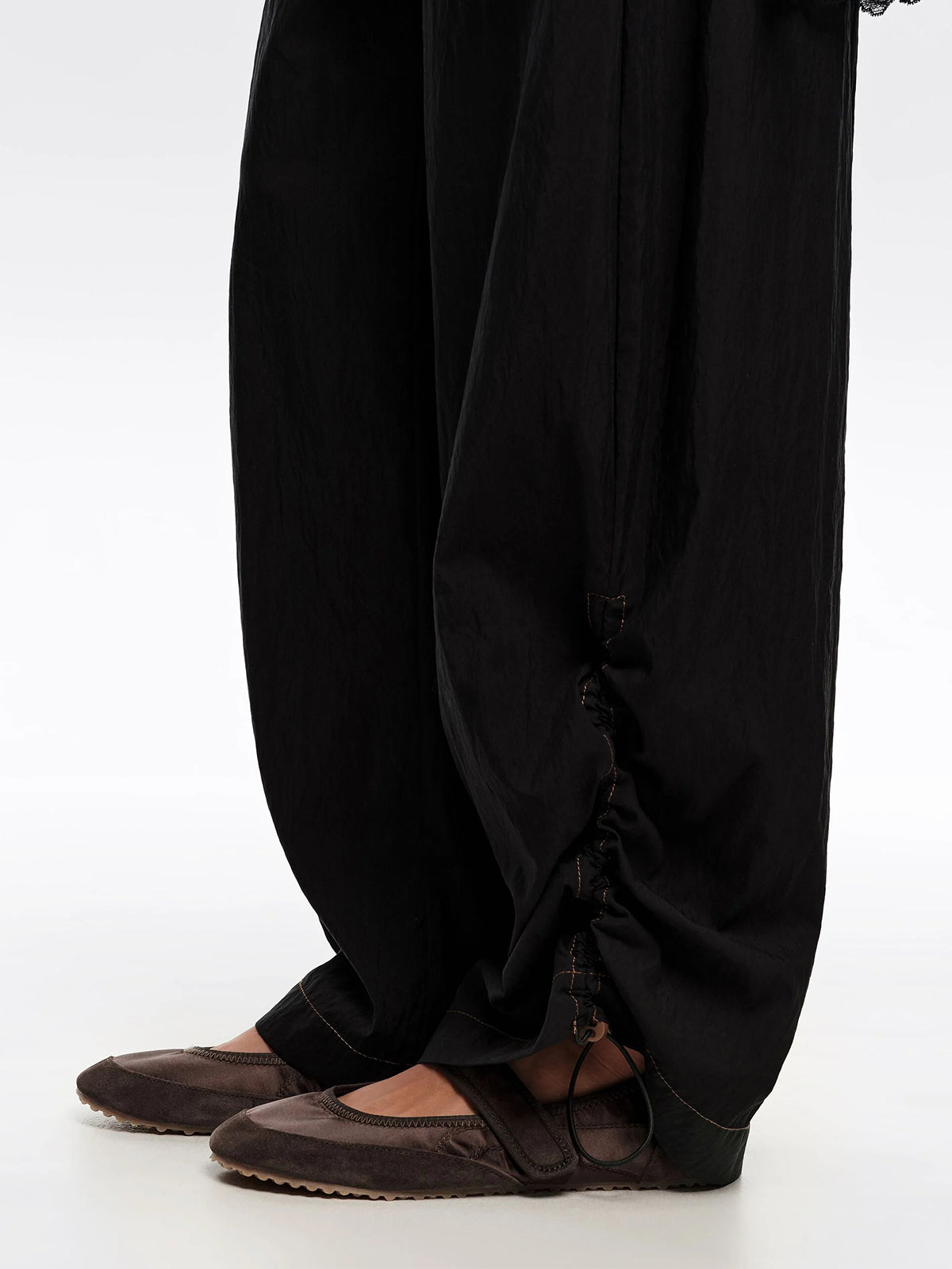 Chocolate Cow Suede And Satin Round-Toe Chic Mary Jane Strap Flats