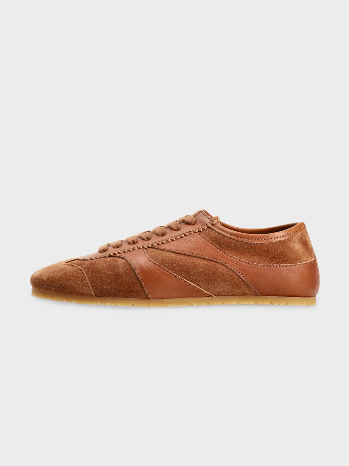 Square-Toe Classic Lace-Up Chic Flats Sneakers - Brown