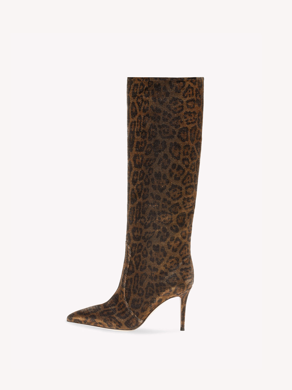 Leopard Faux Suede Pointed-Toe Wide Calf Knee High Stiletto Boots