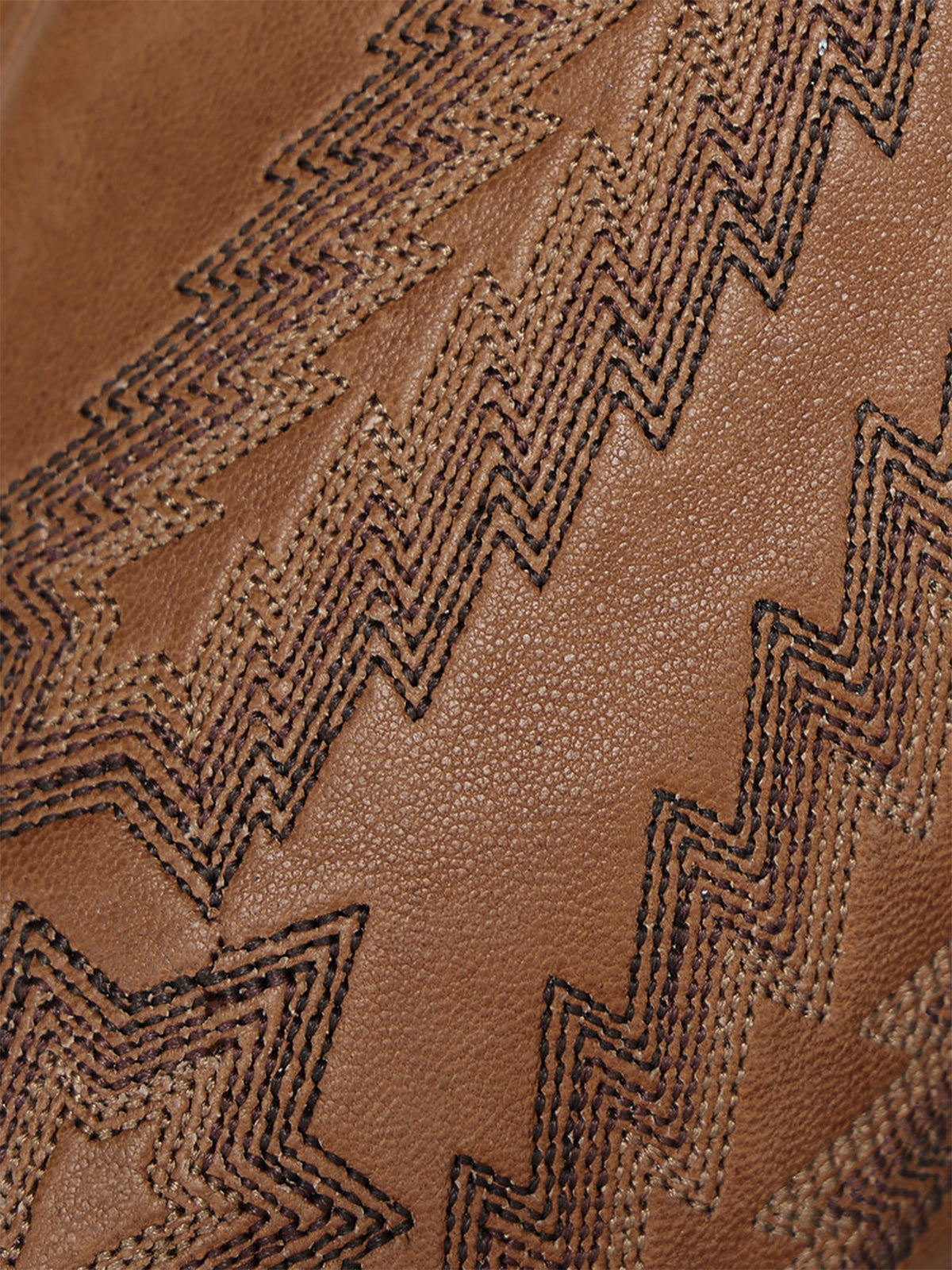 Cognac Sleek Snip-Toe Chic Embroidery Half-Zip Knee High Cowgirl Boots