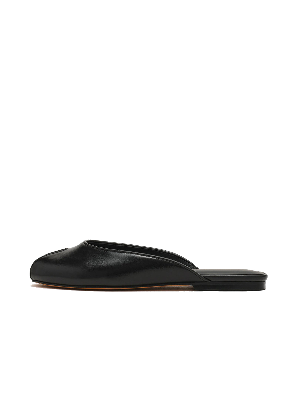Black Peep Round-Toe Slip-On Chic Mules Flats