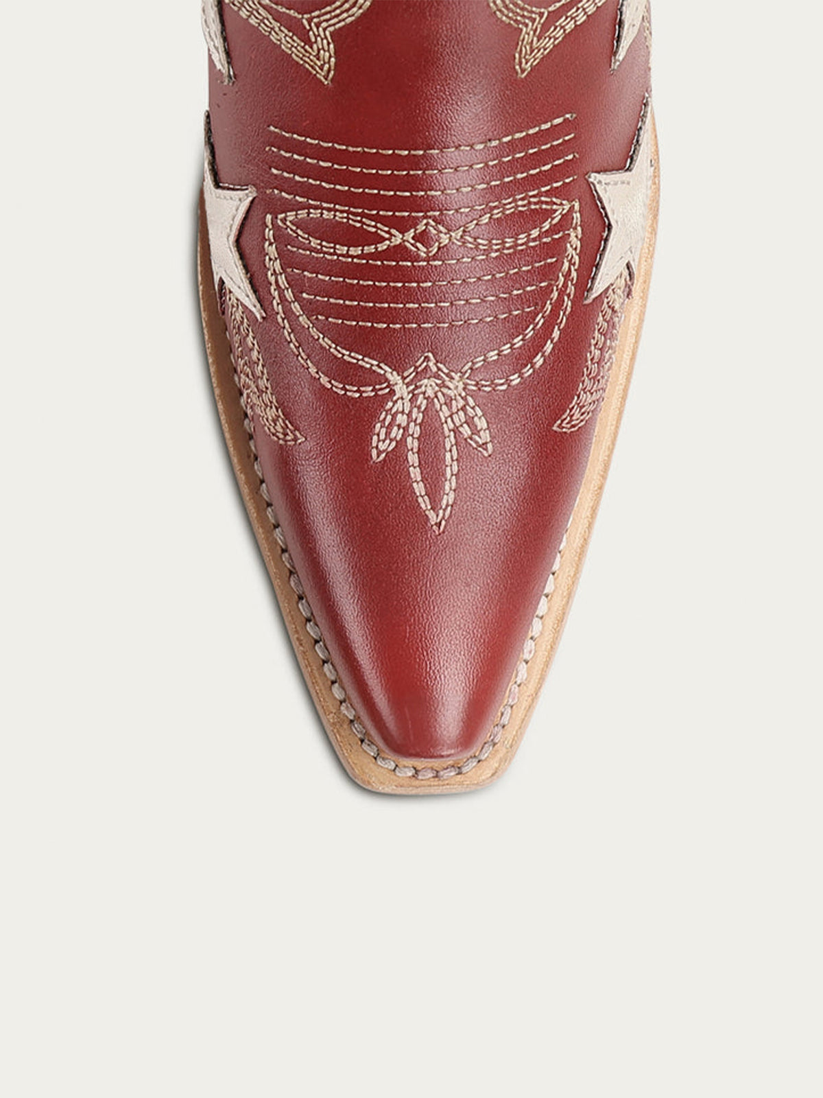 Red Snip-Toe Chic Star Inlay With Embroidery Wide Calf Knee High Cowgirl Boots