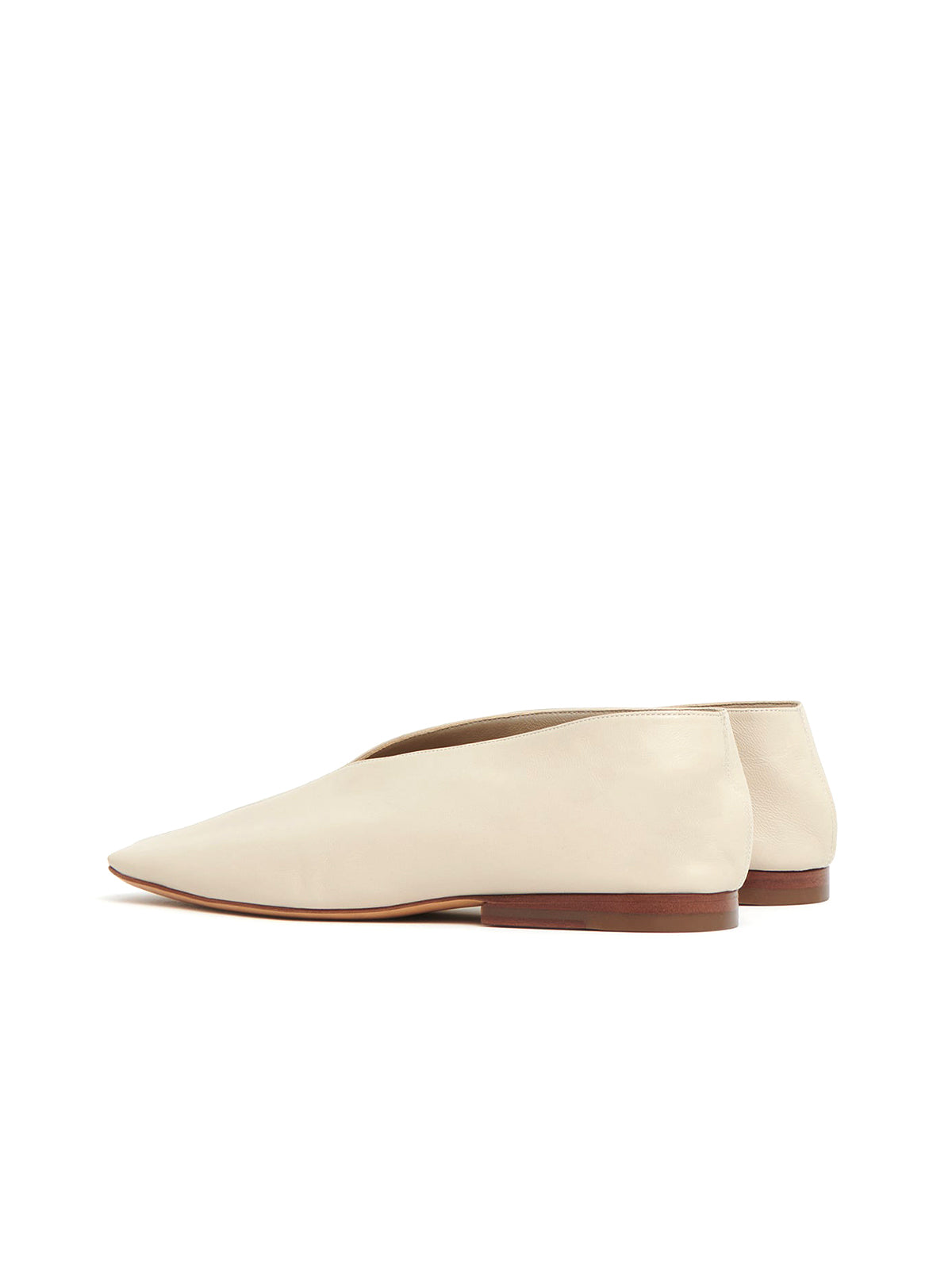 Bone Square-Toe V-Cut Vamp Simple Flats