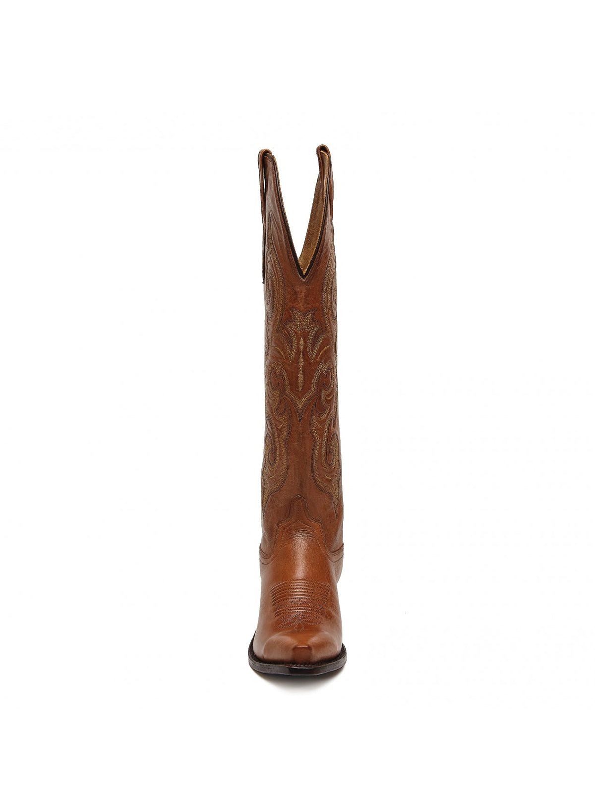 Brown Western Embroidery Tall Snip-Toe Knee High Cowgirl Boots