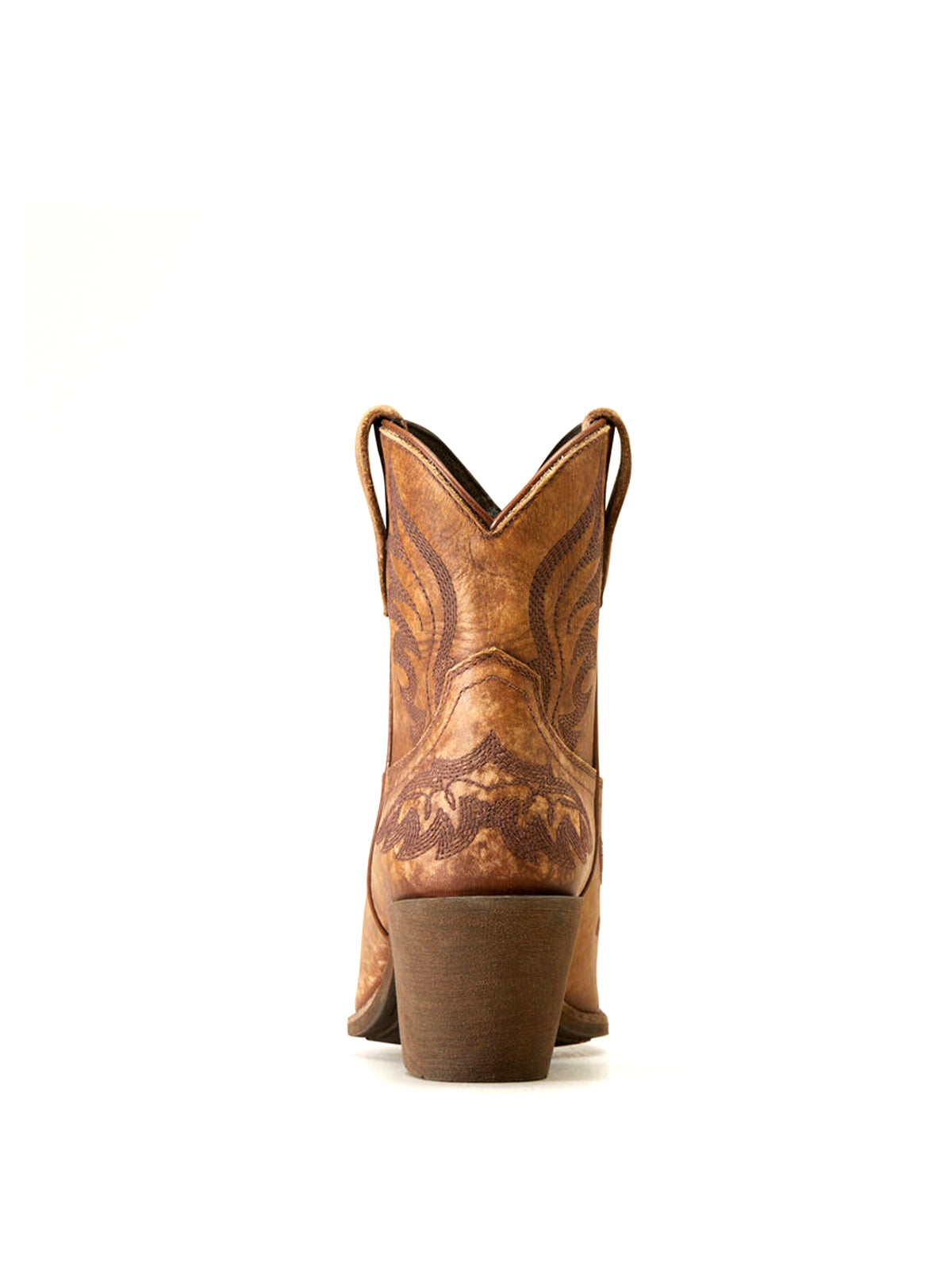 Caramel Brown Stitch Almond-Toe Cowgirl Short Ankle Western Boots