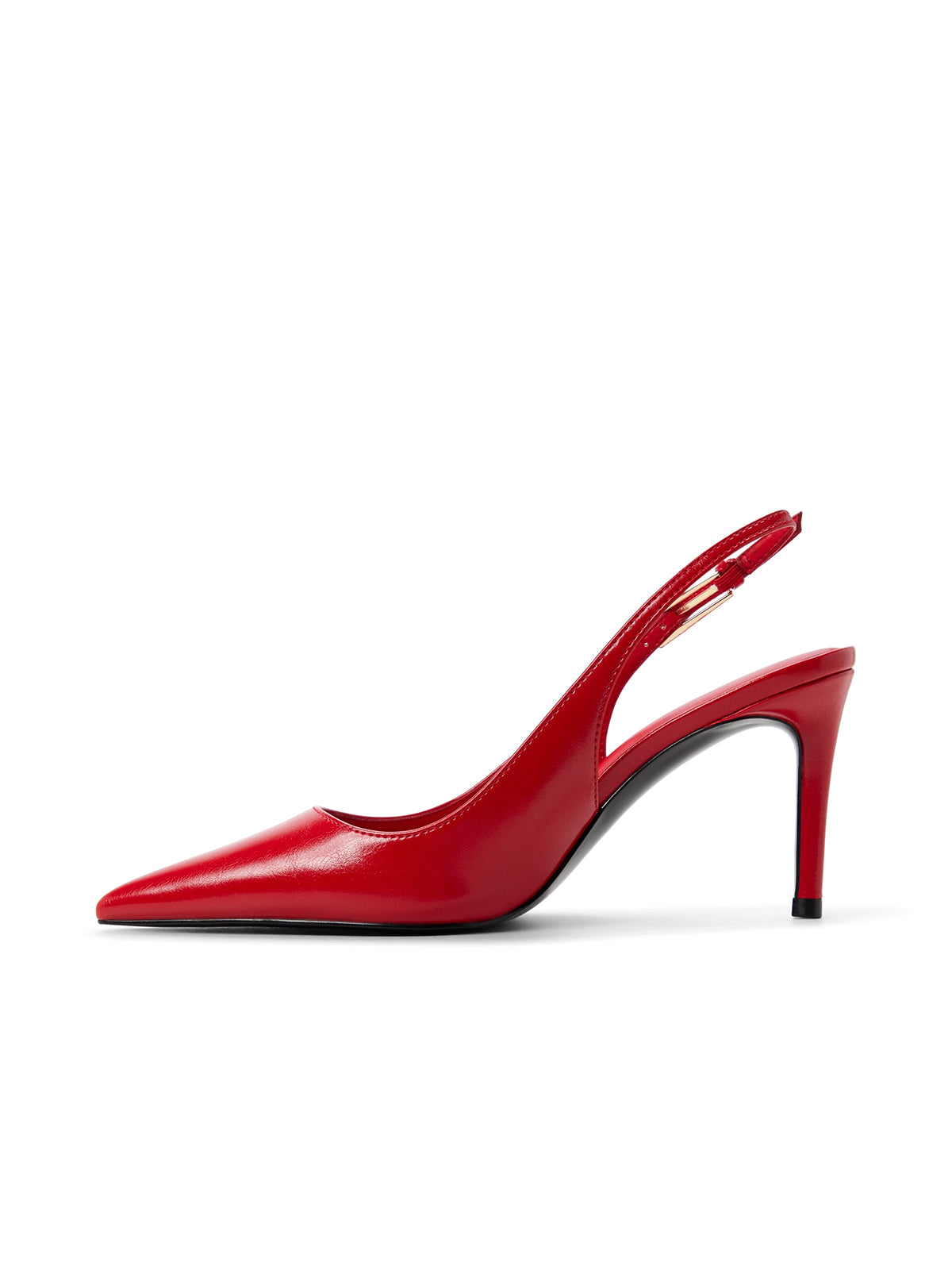 Red Pointed-Toe Classic Kitten Heels With Slingback