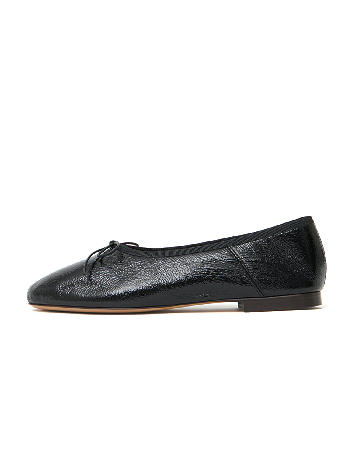 Patent Black Round-Toe Front Chic Bow Slip-On Ballet Flats