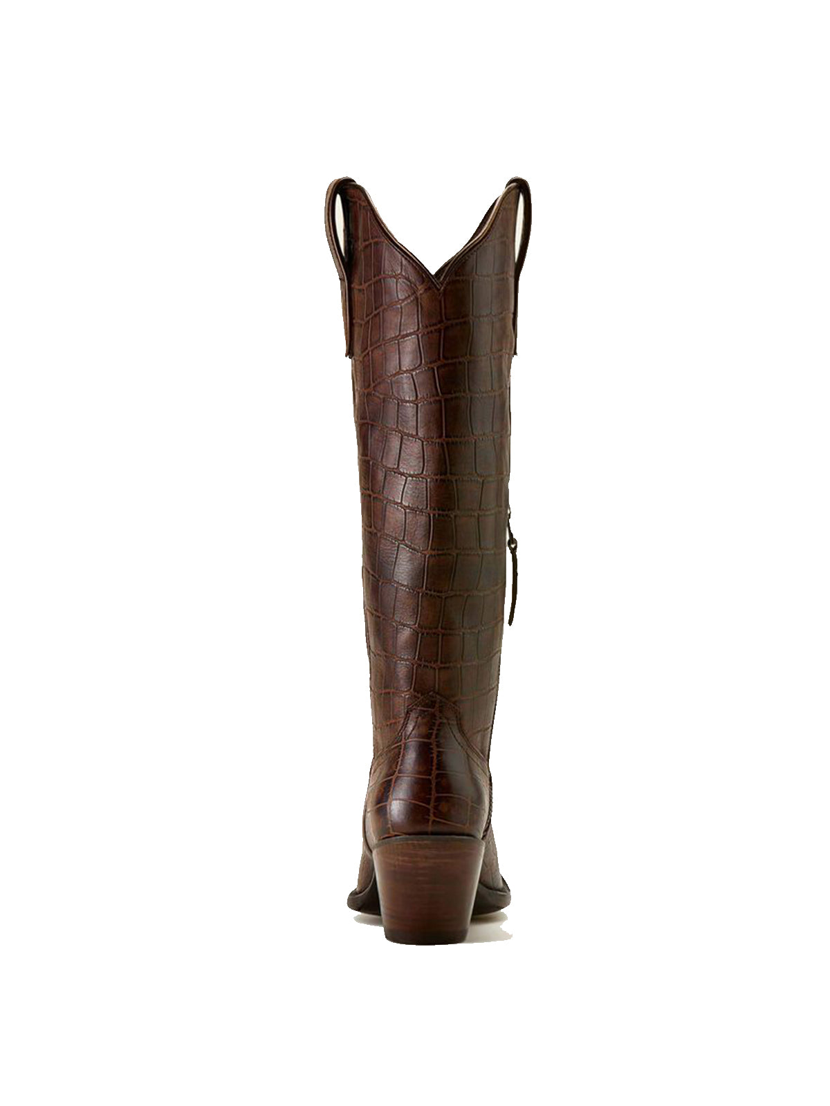 Каубойски ботуши до коляното с щампа от кафеени камъни, къси пръсти и цип с половин цип