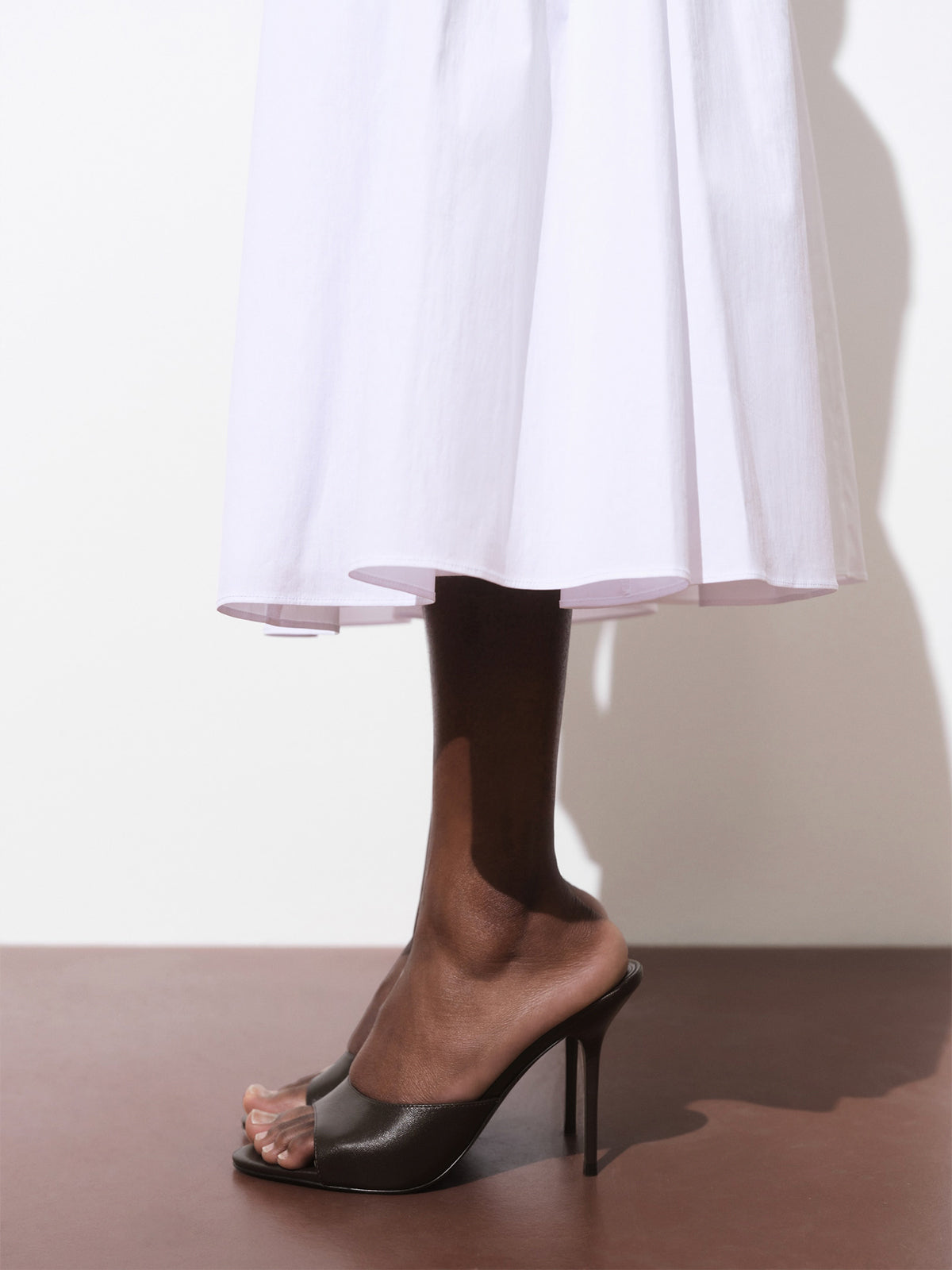 Petrol Blue Round-Toe Backless High Heels