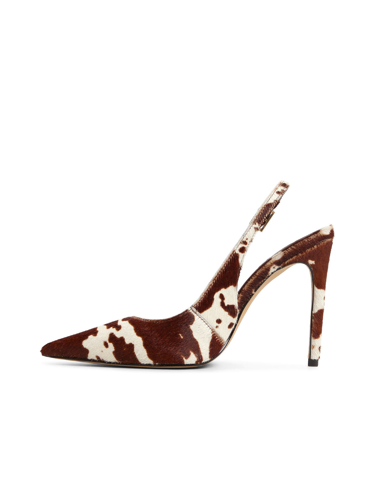 Cow print Pointed-Toe Classic Buckle Slingback High Heels