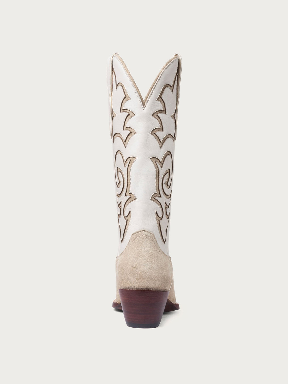 Bone Snip-Toe Stylish Inlay Classic Mid Calf Cowgirl Boots