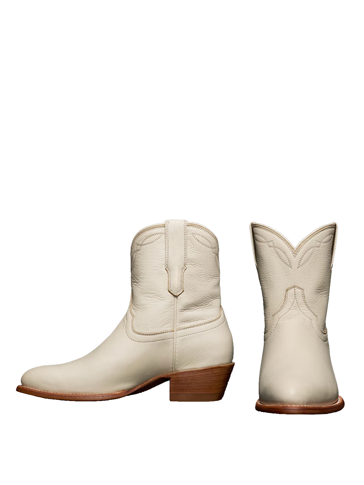 Ivory Round-Toe Classic Ankle Cowgirl Booties