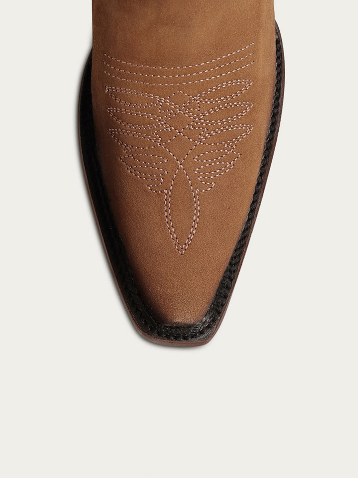 Dark Honey Snip-Toe Embroidery Side Woven Detail Full-Zip Knee High Cowgirl Boots