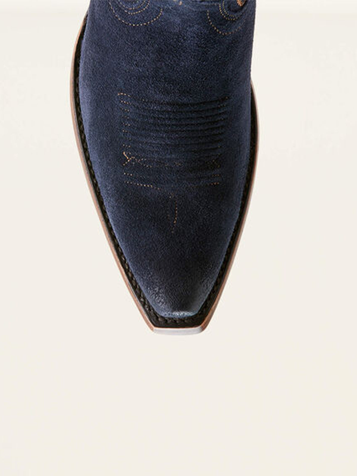 Faux Suede Embroidery Snip-Toe Wide Mid Calf Cowgirl Boots - Dark Blue