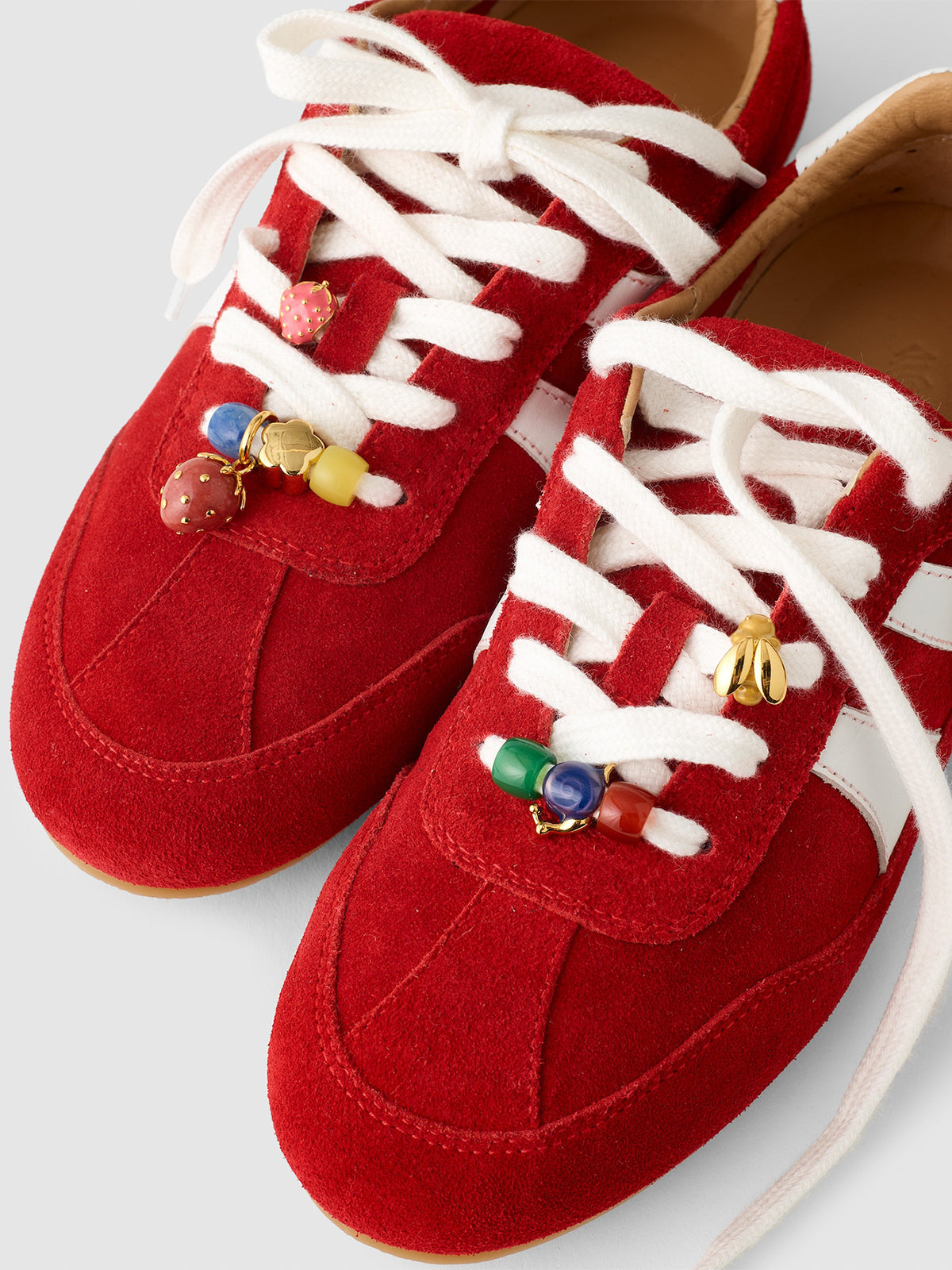 Red Cow Suede Round-Toe Classic Lace-Up Chic Sneakers