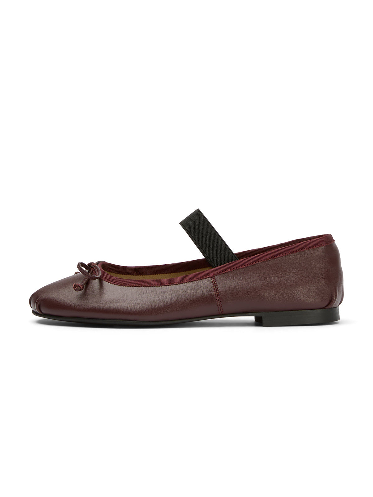 Burgundy Round-Toe Front Bow Mary Jane Stylish Ballet Flats
