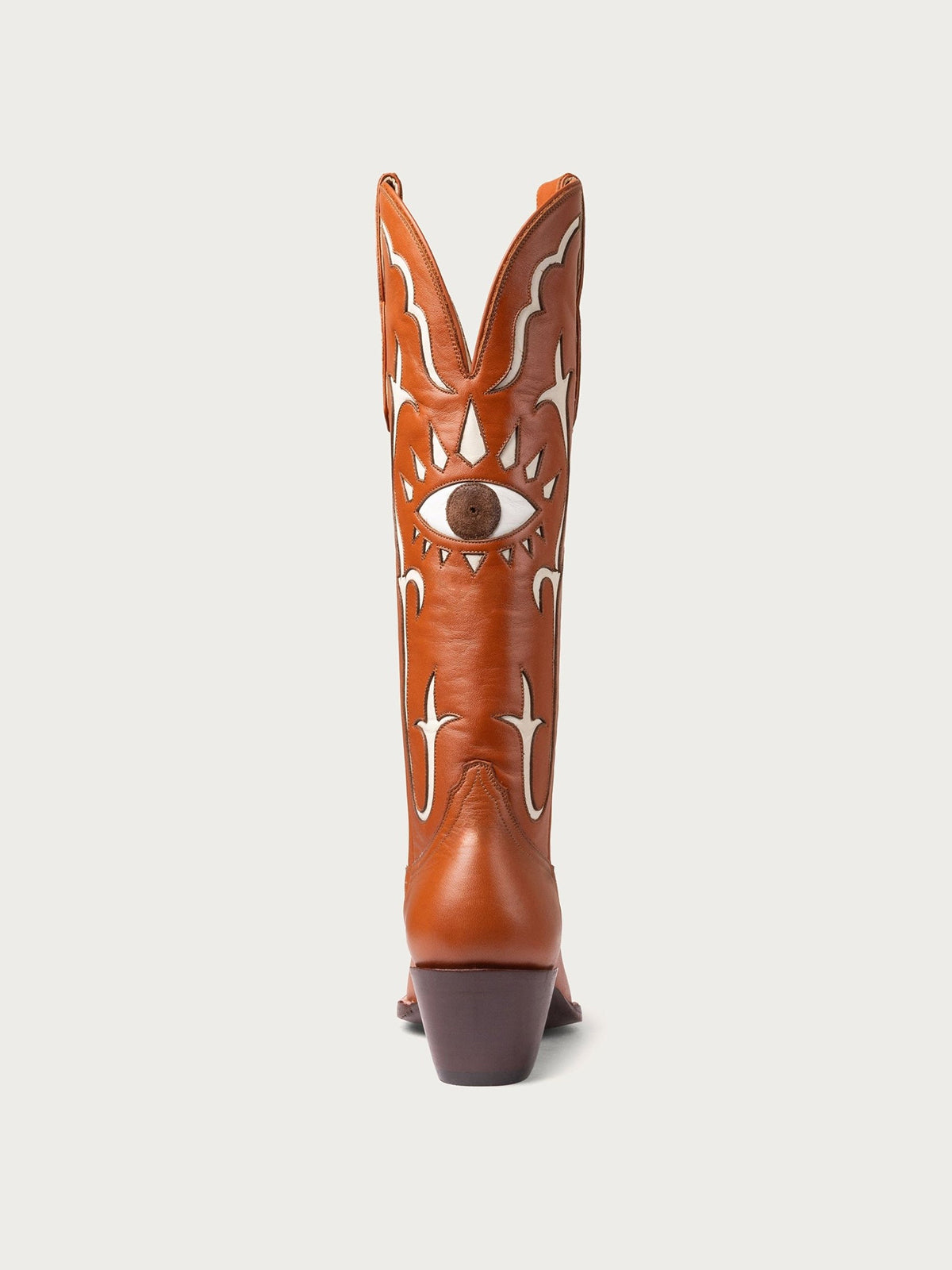 Caramel Almond-Toe Evil Eye Inlay Wide Calf Knee High Western Cowgirl Boots